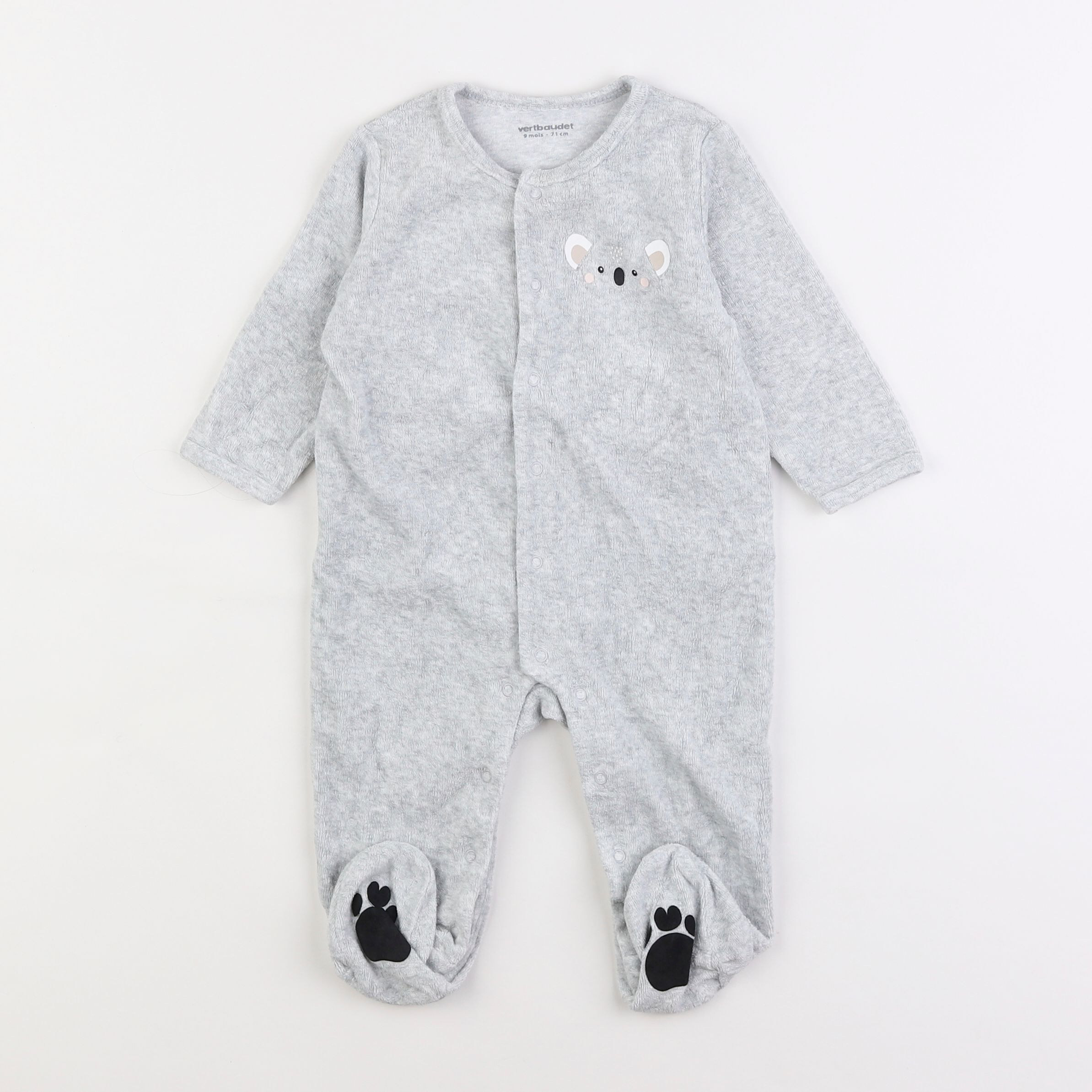 Vertbaudet - pyjama velours gris - 9 mois