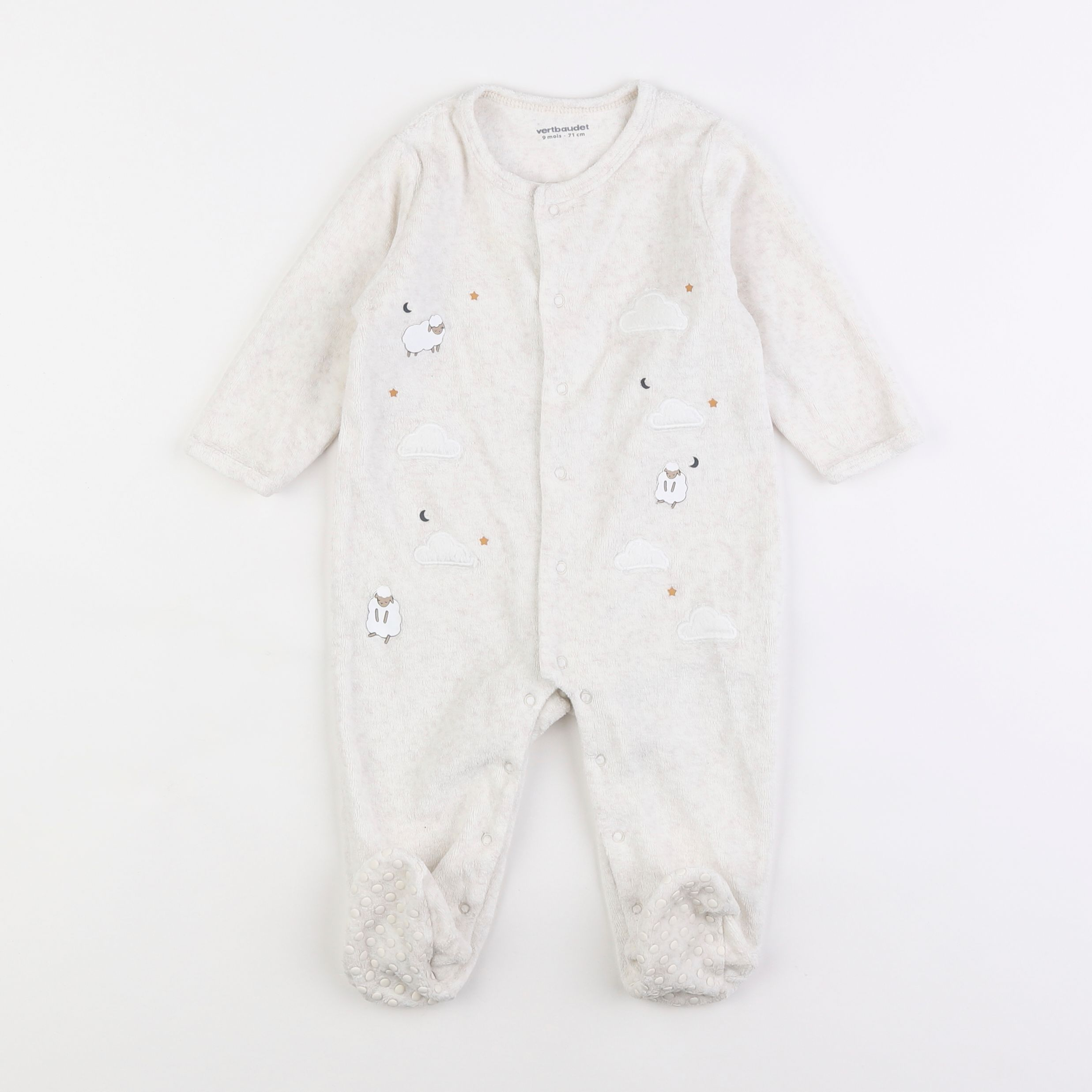 Vertbaudet - pyjama velours beige - 9 mois