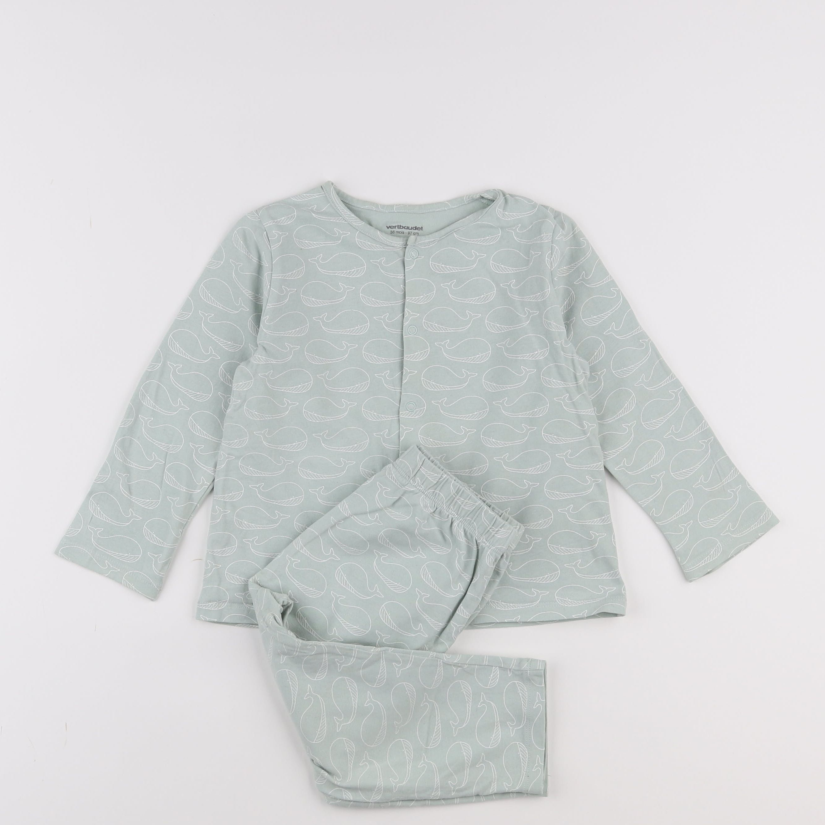 Vertbaudet - pyjama coton vert - 3 ans