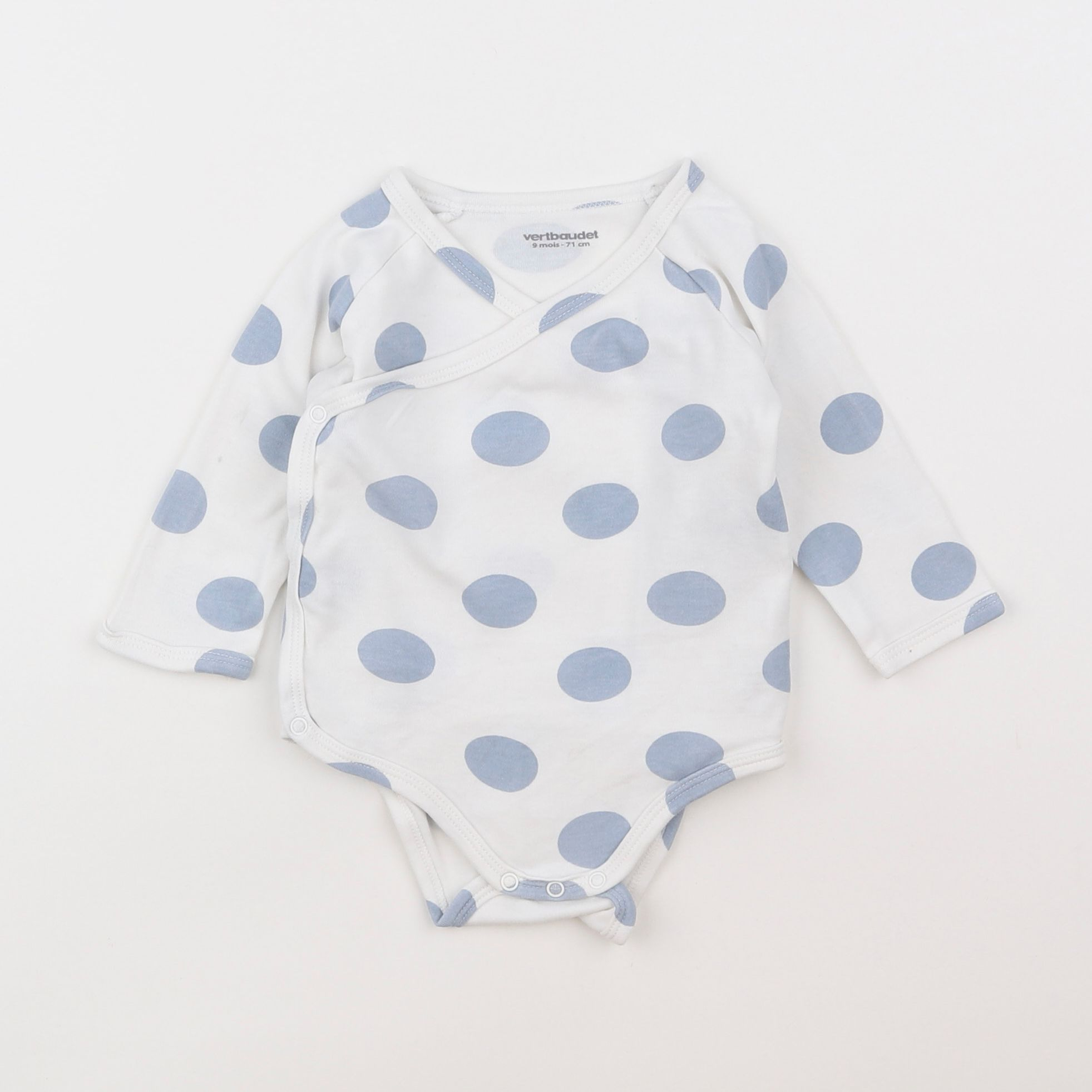 Vertbaudet - body blanc, bleu - 9 mois