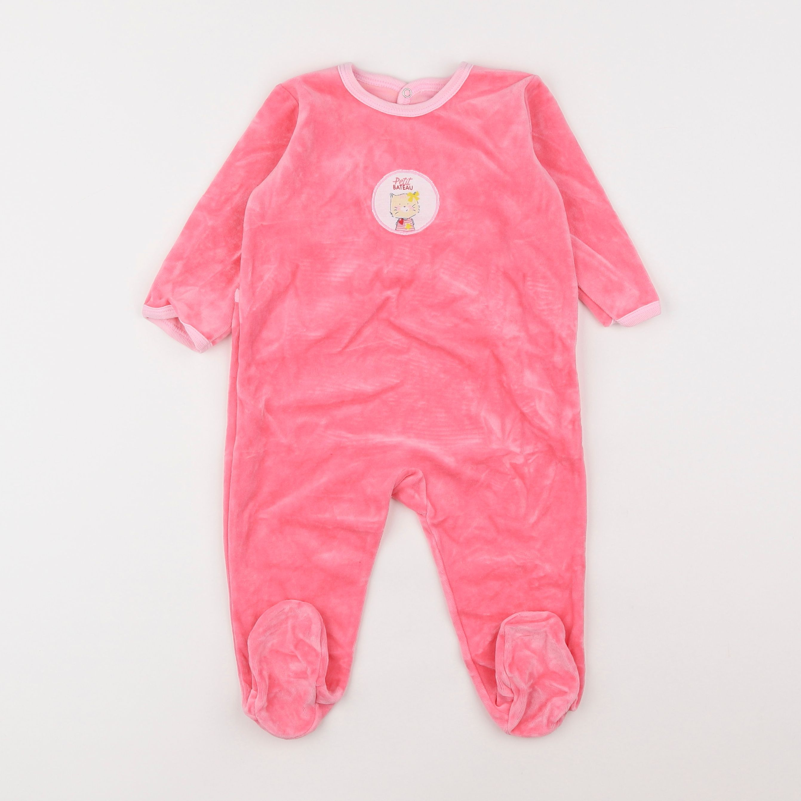 Petit Bateau - pyjama velours rose - 12 mois