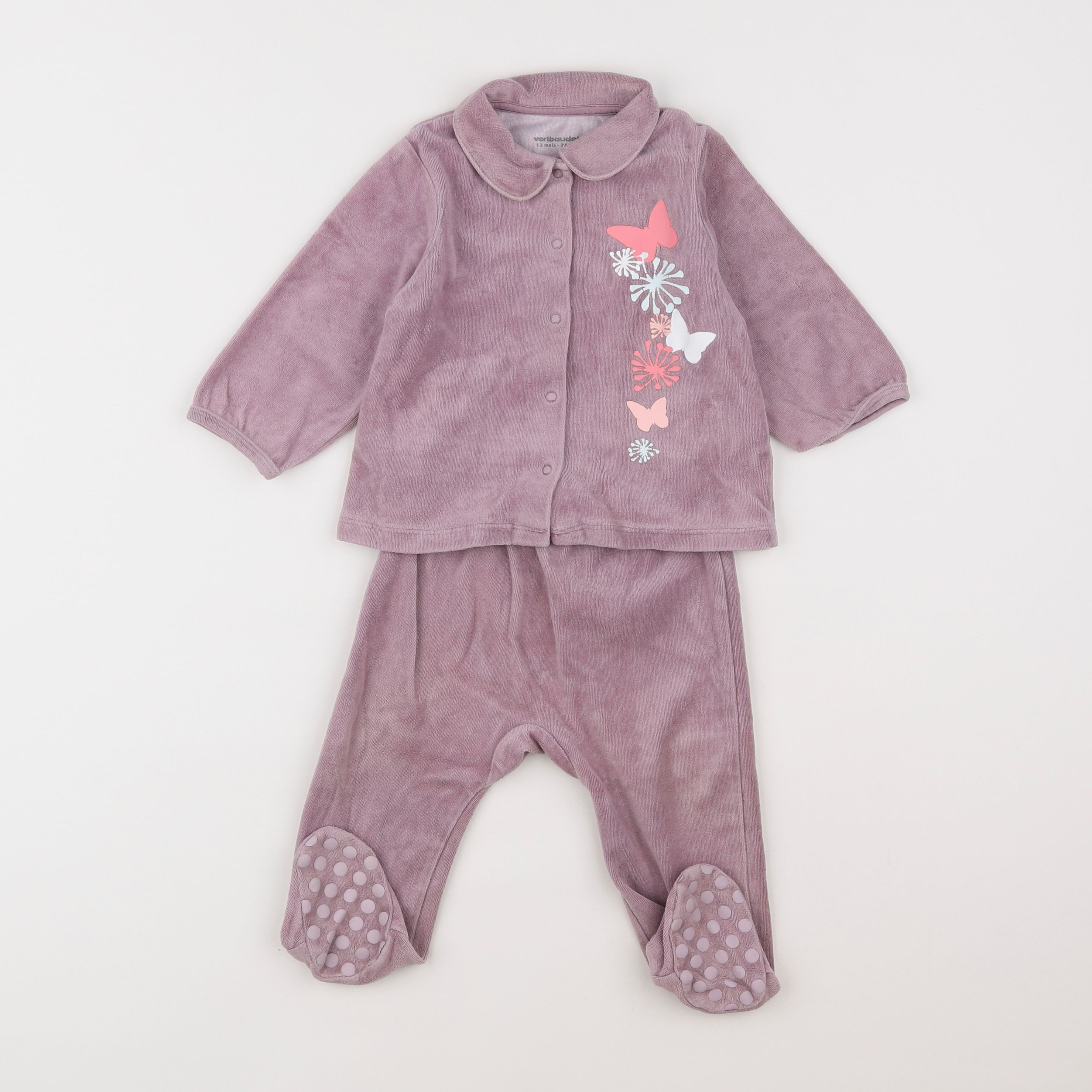 Vertbaudet - pyjama velours violet - 12 mois