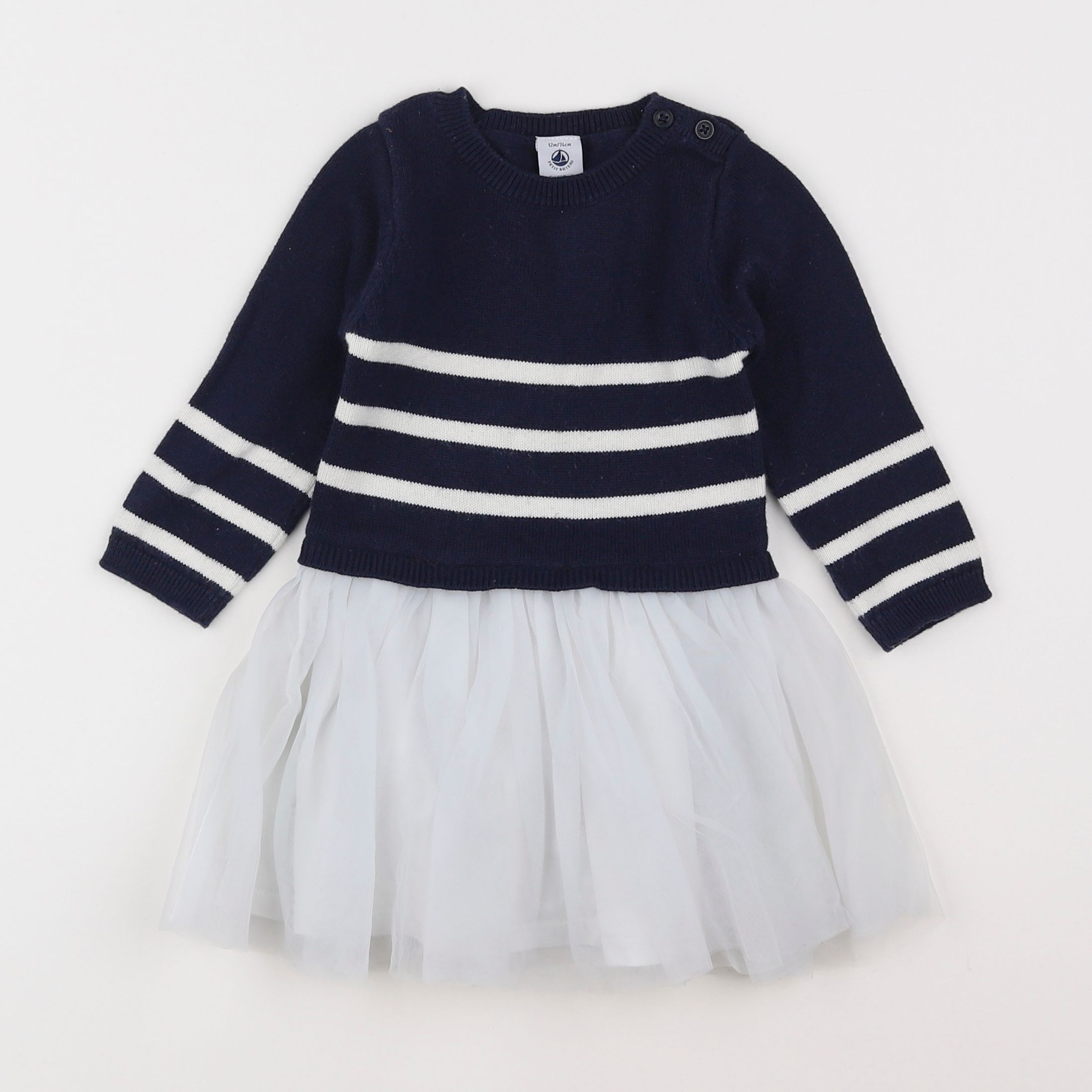 Petit Bateau - robe bleu - 12 mois