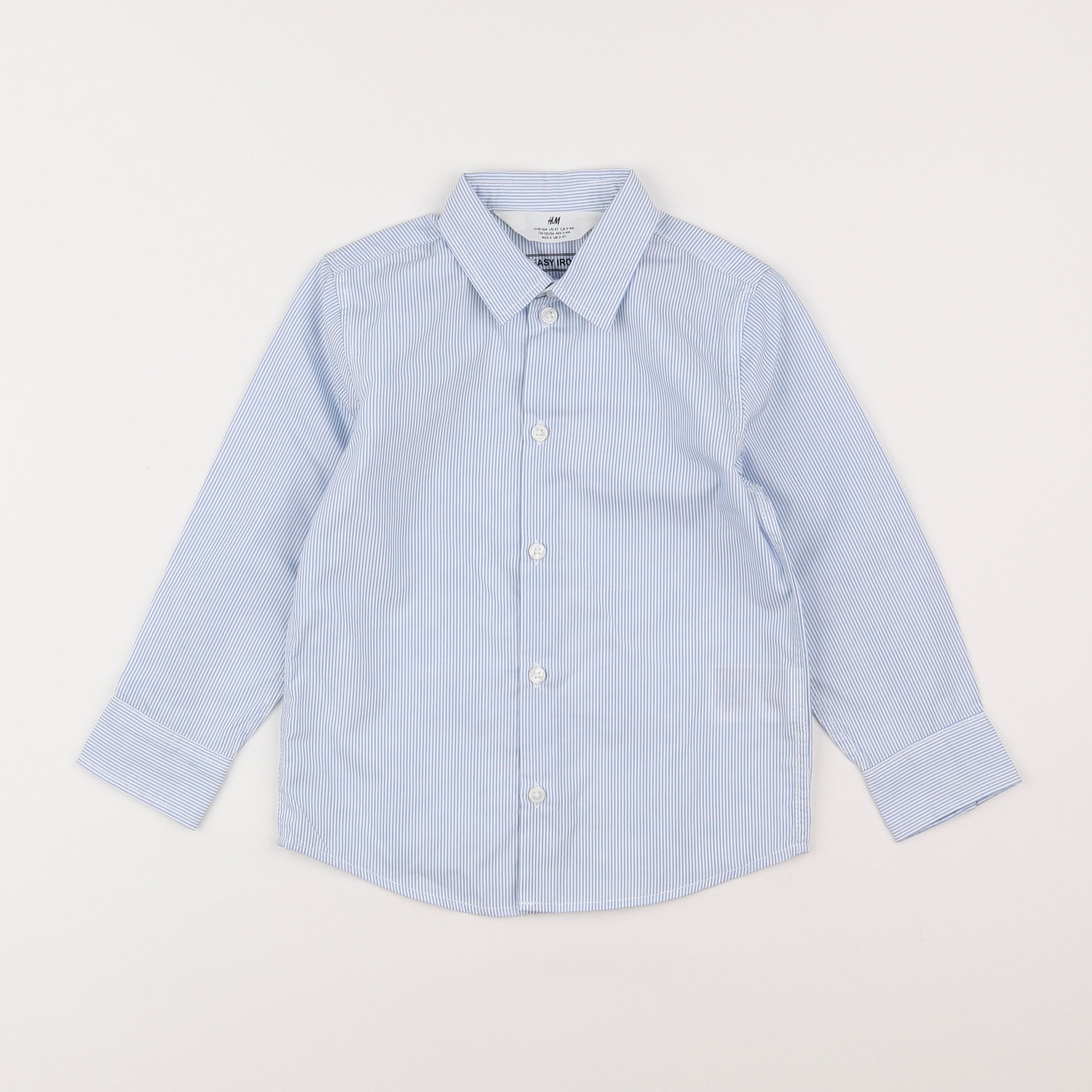 H&M - chemise bleu, blanc - 3/4 ans