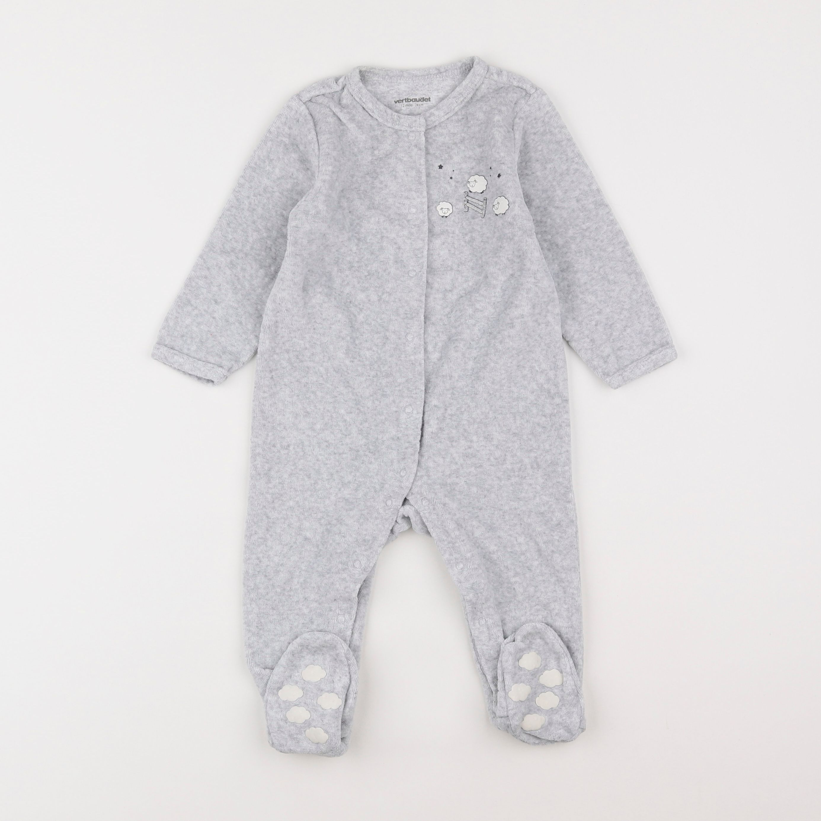 Vertbaudet - pyjama velours gris - 12 mois