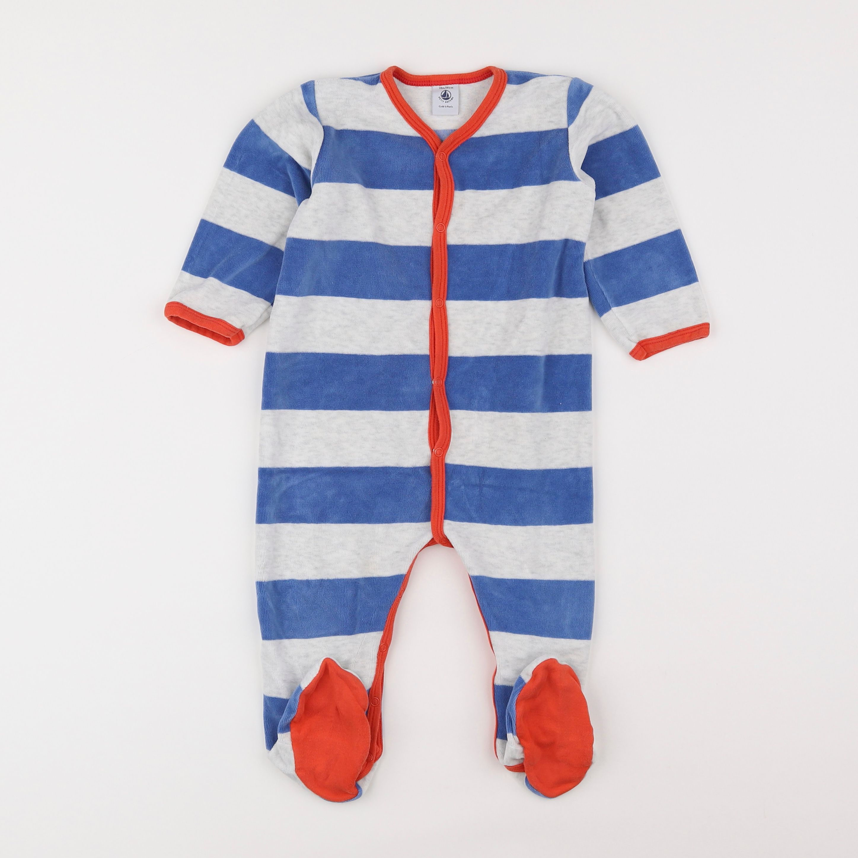 Petit Bateau - pyjama velours bleu - 18 mois