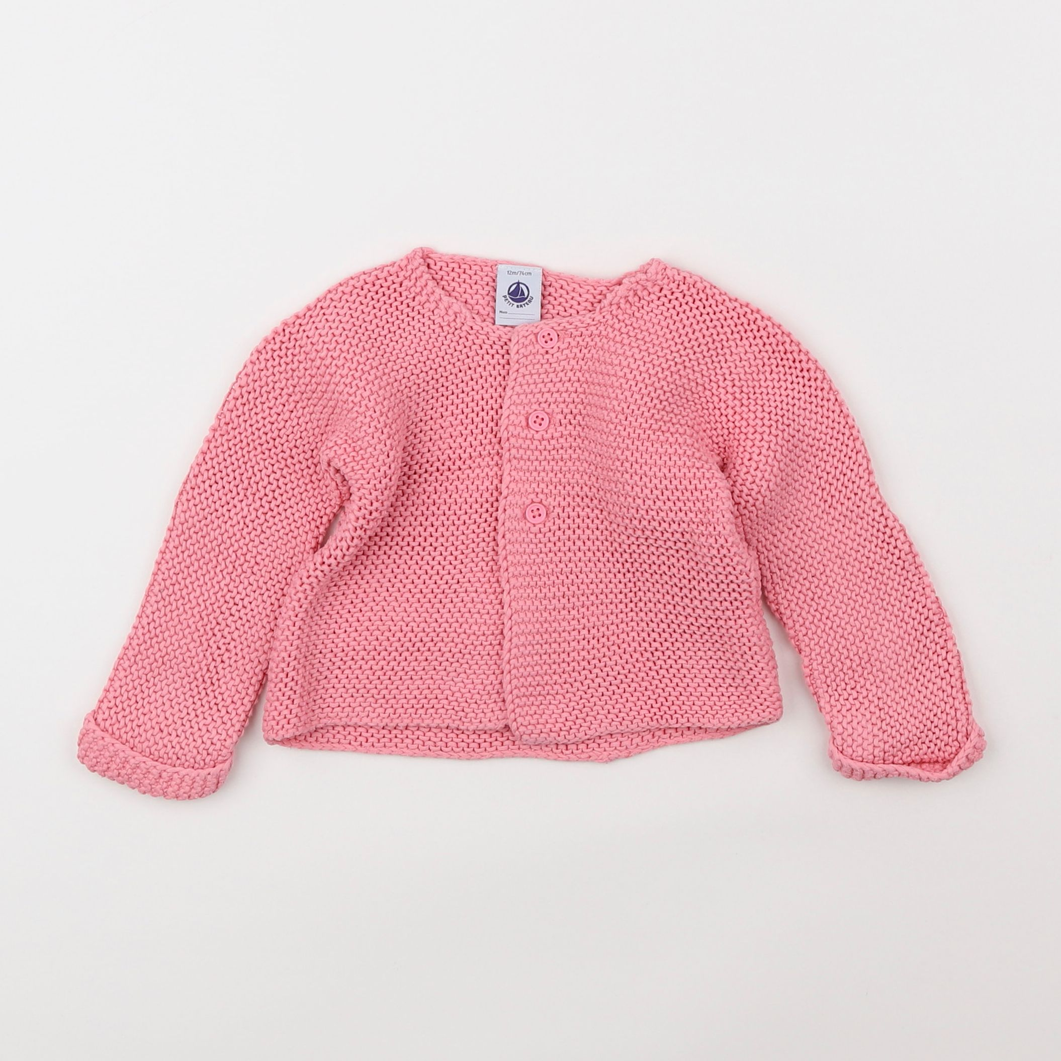 Petit Bateau - gilet rose - 12 mois