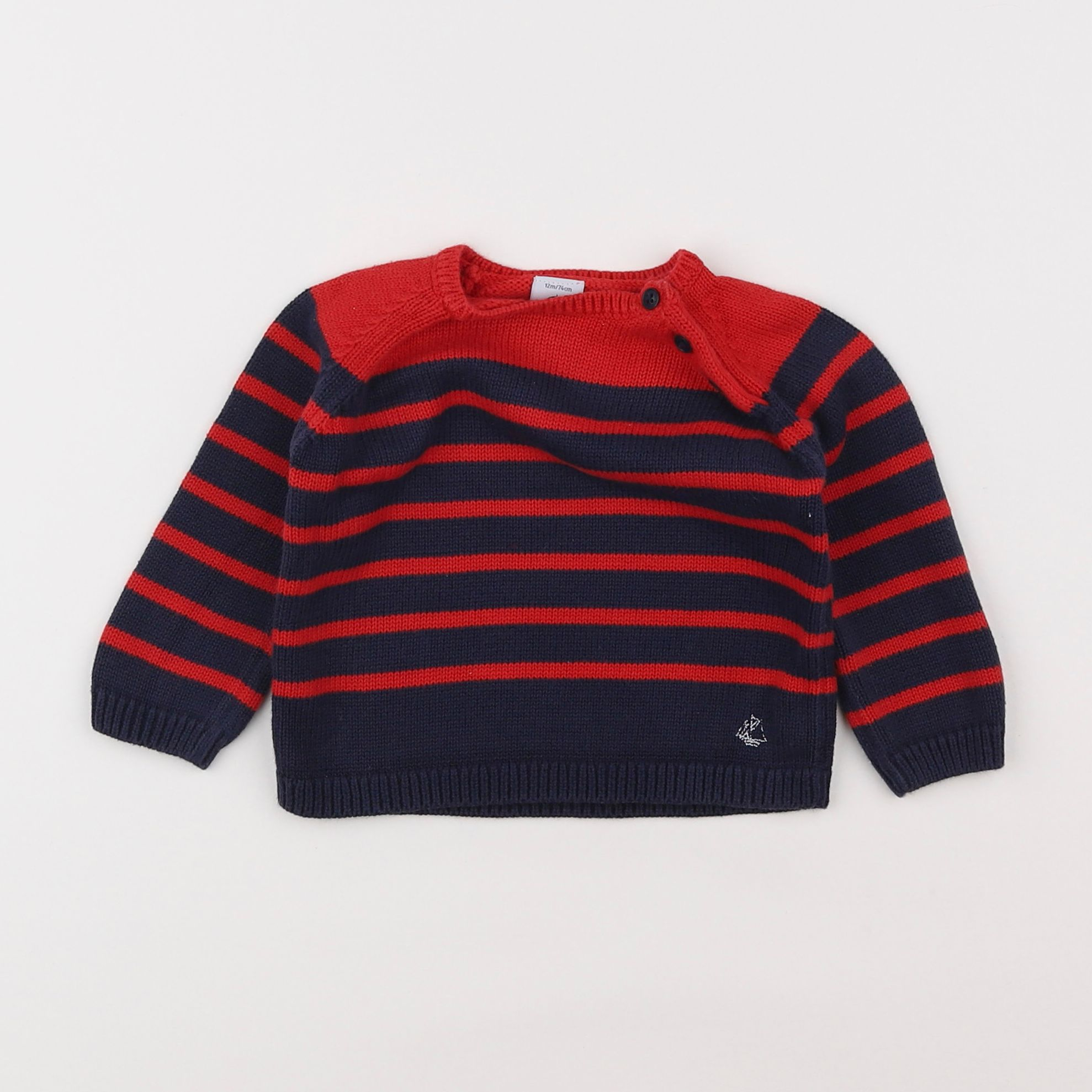 Petit Bateau - pull bleu - 12 mois