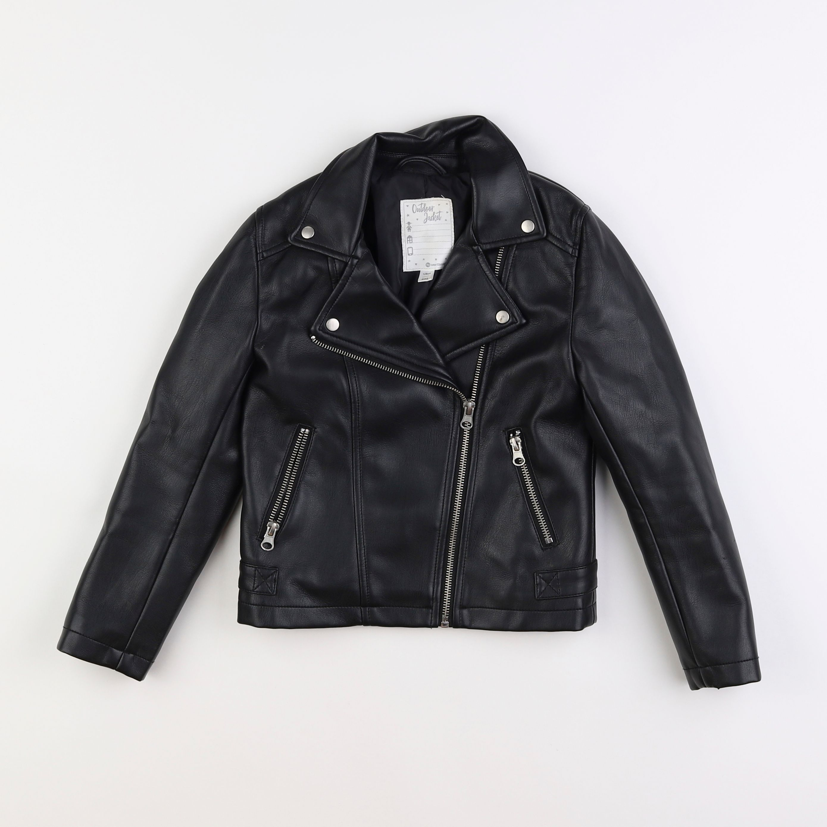 Vertbaudet - veste simili cuir noir - 8 ans