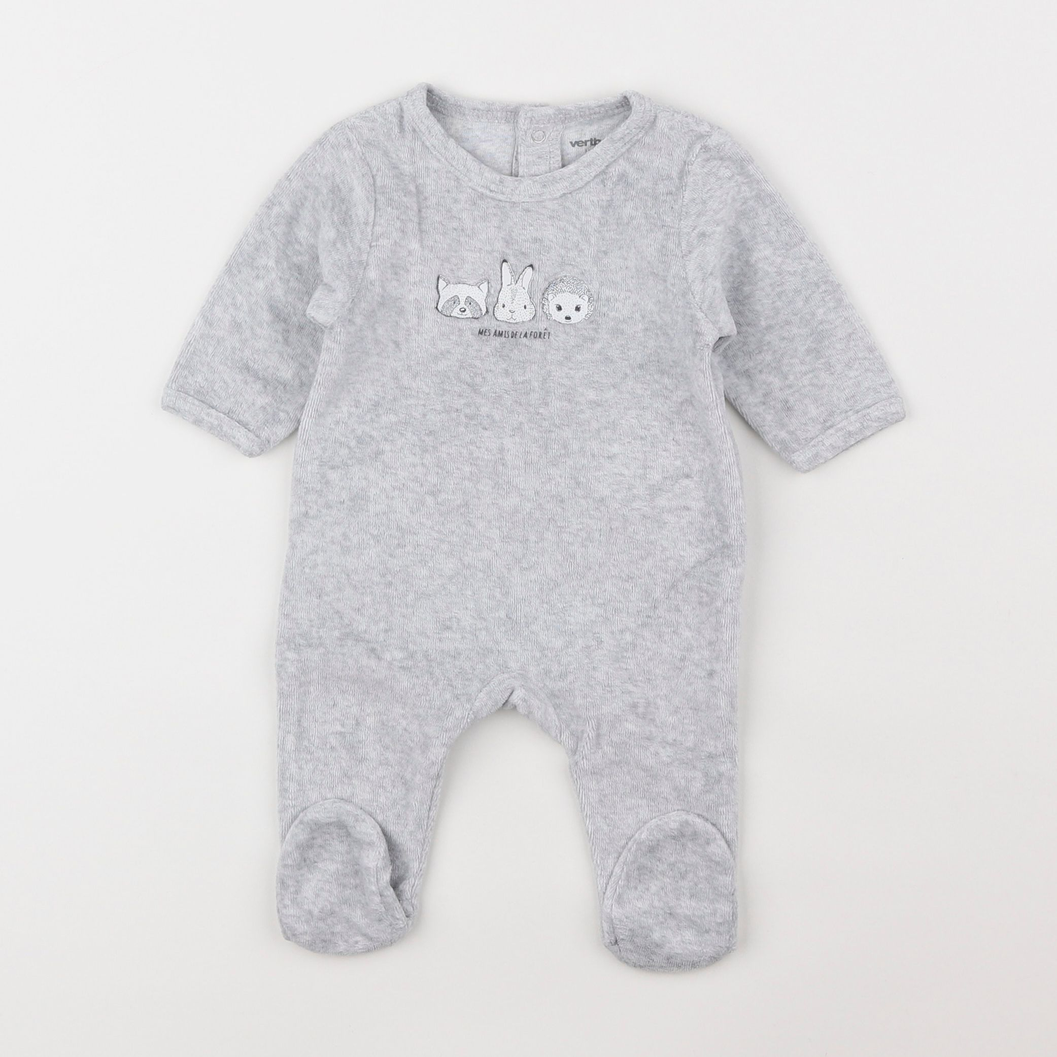 Vertbaudet - pyjama velours gris - 1 mois