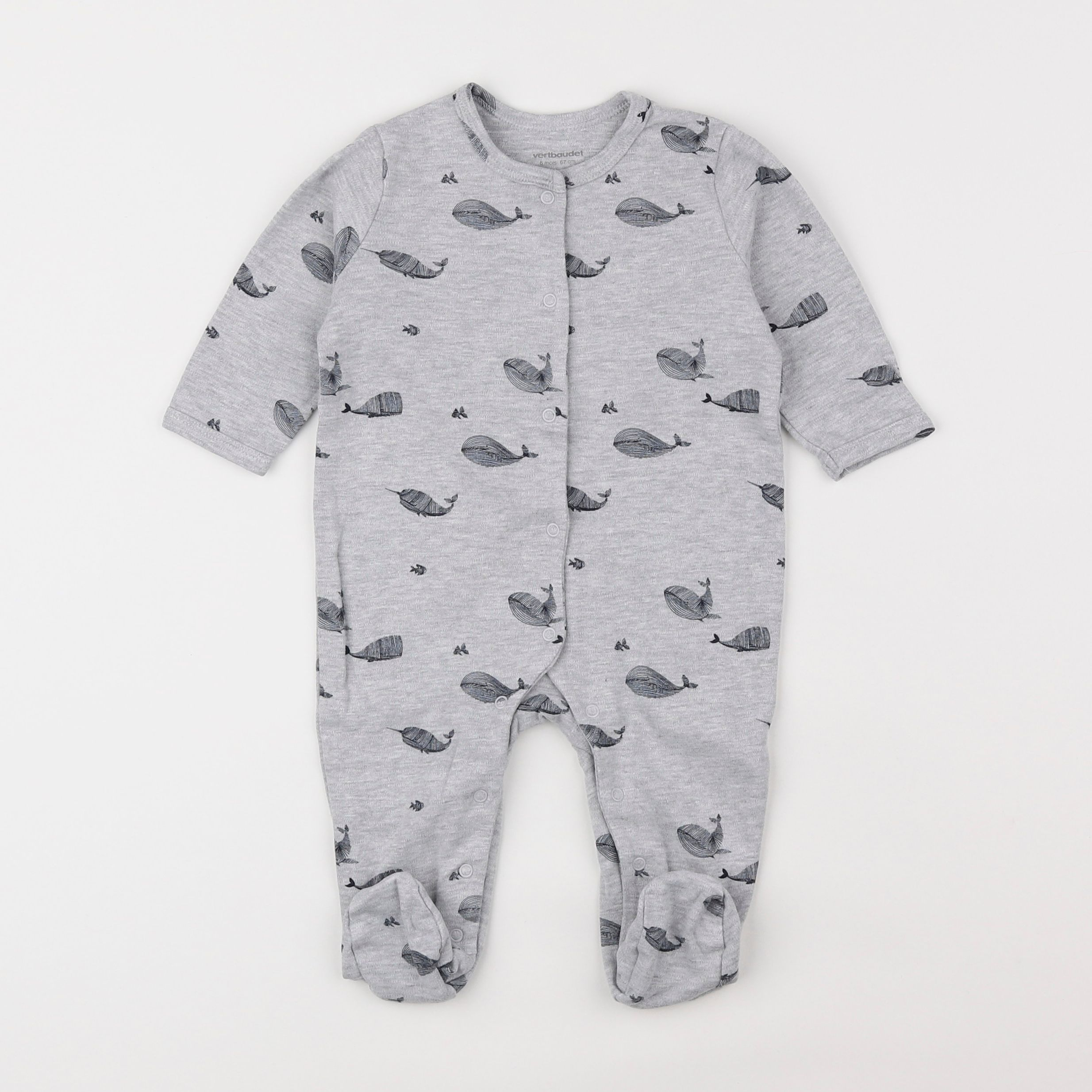 Vertbaudet - pyjama coton gris - 6 mois