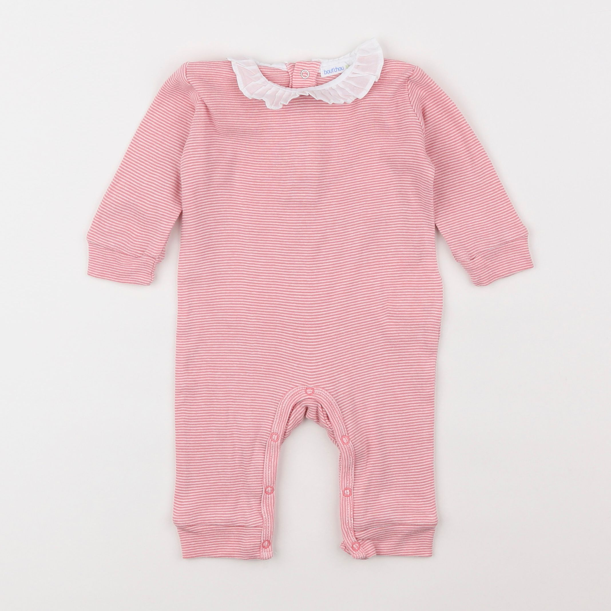 Boutchou - combinaison blanc, rose - 3 mois