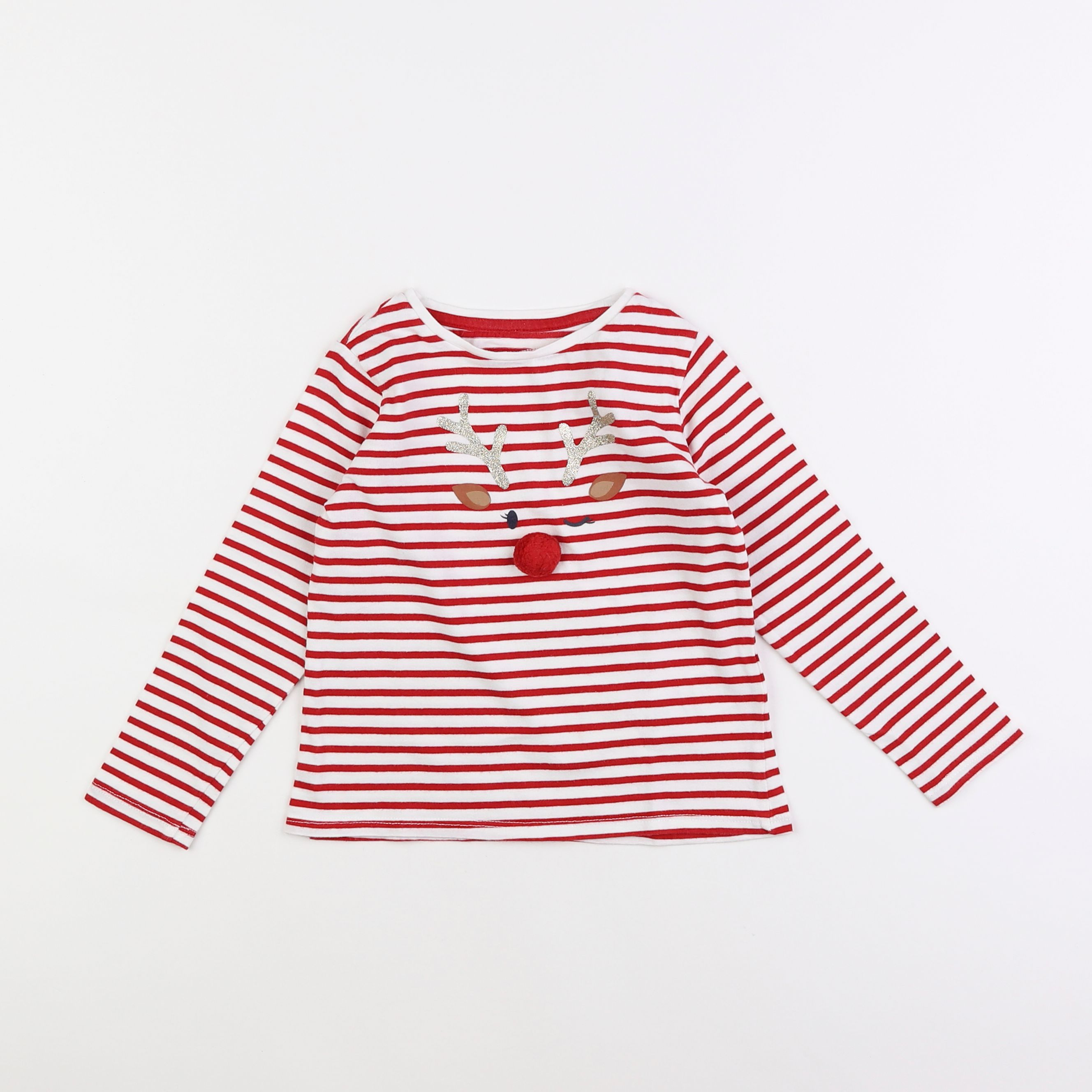 Vertbaudet - tee-shirt rouge, blanc - 4 ans