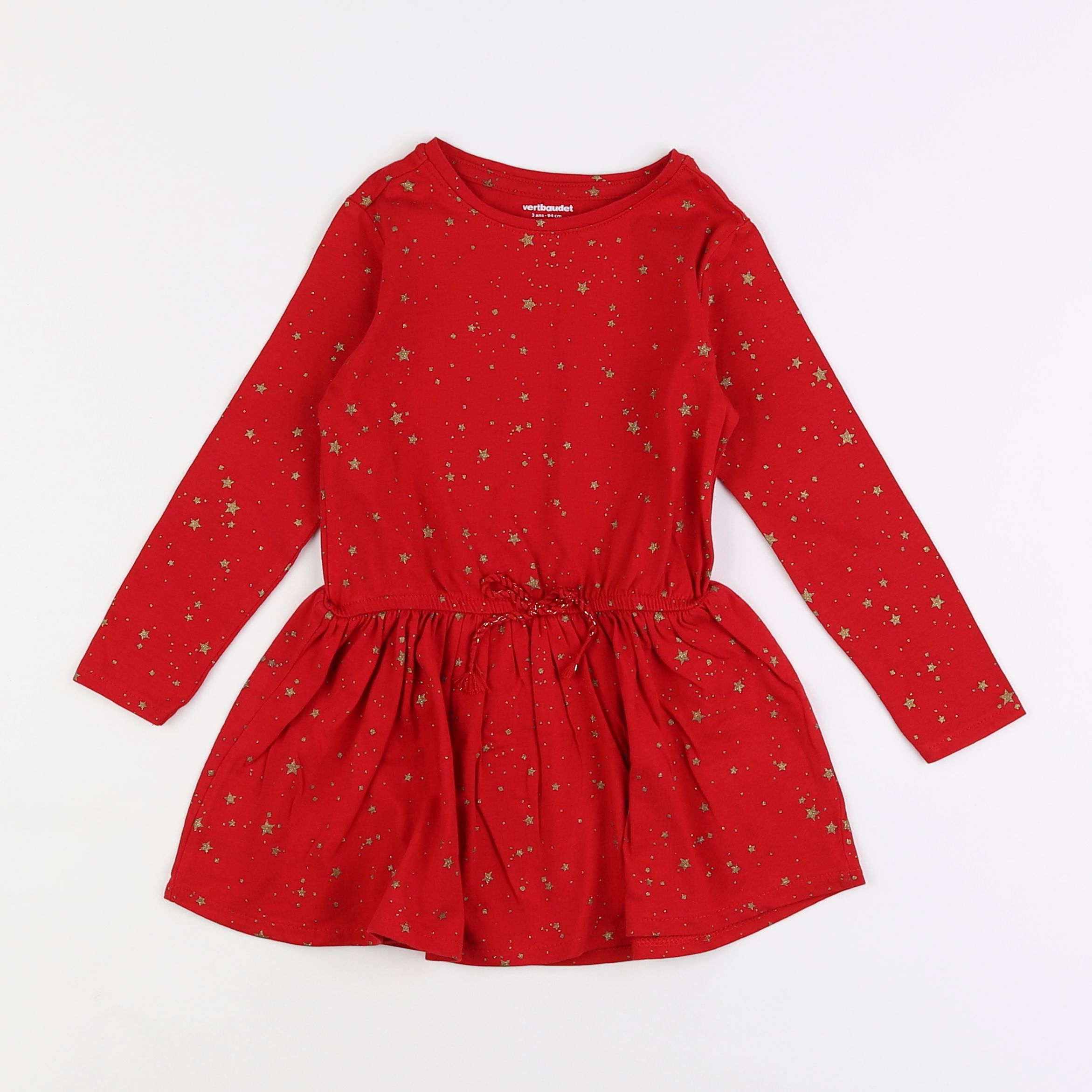 Vertbaudet - robe rouge, or - 3 ans