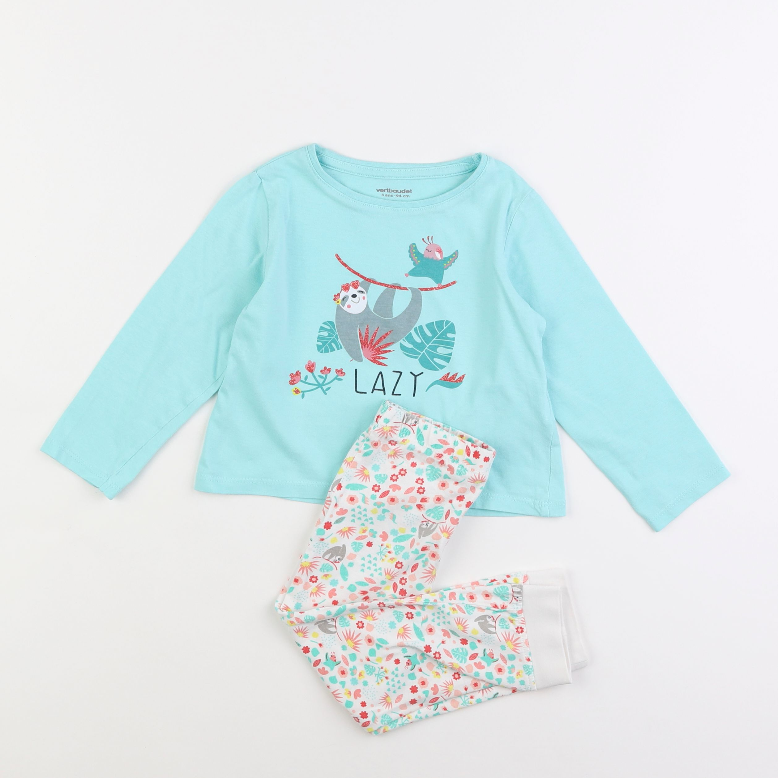 Vertbaudet - pyjama coton bleu, multicolore - 3 ans