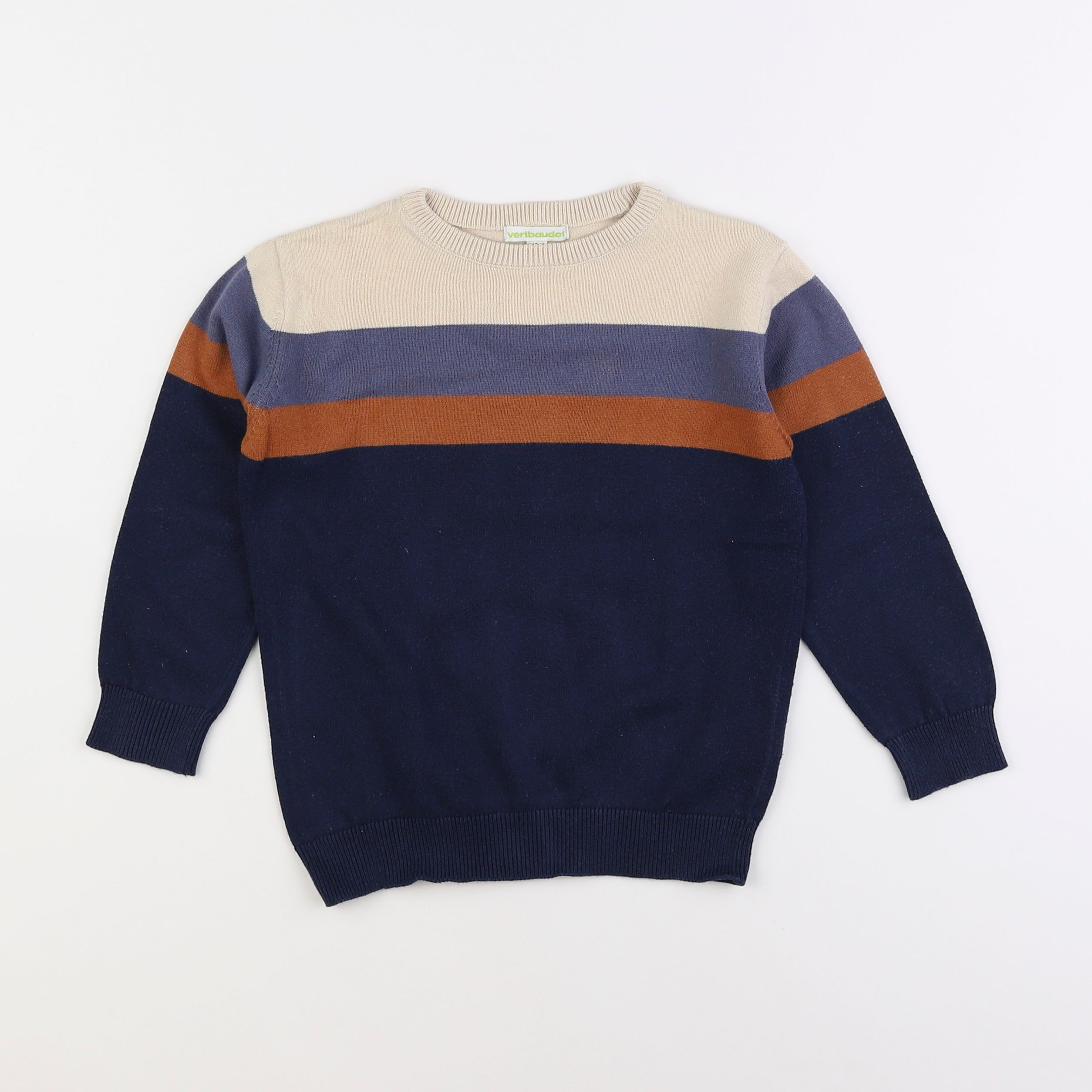 Vertbaudet - pull beige, bleu - 6 ans