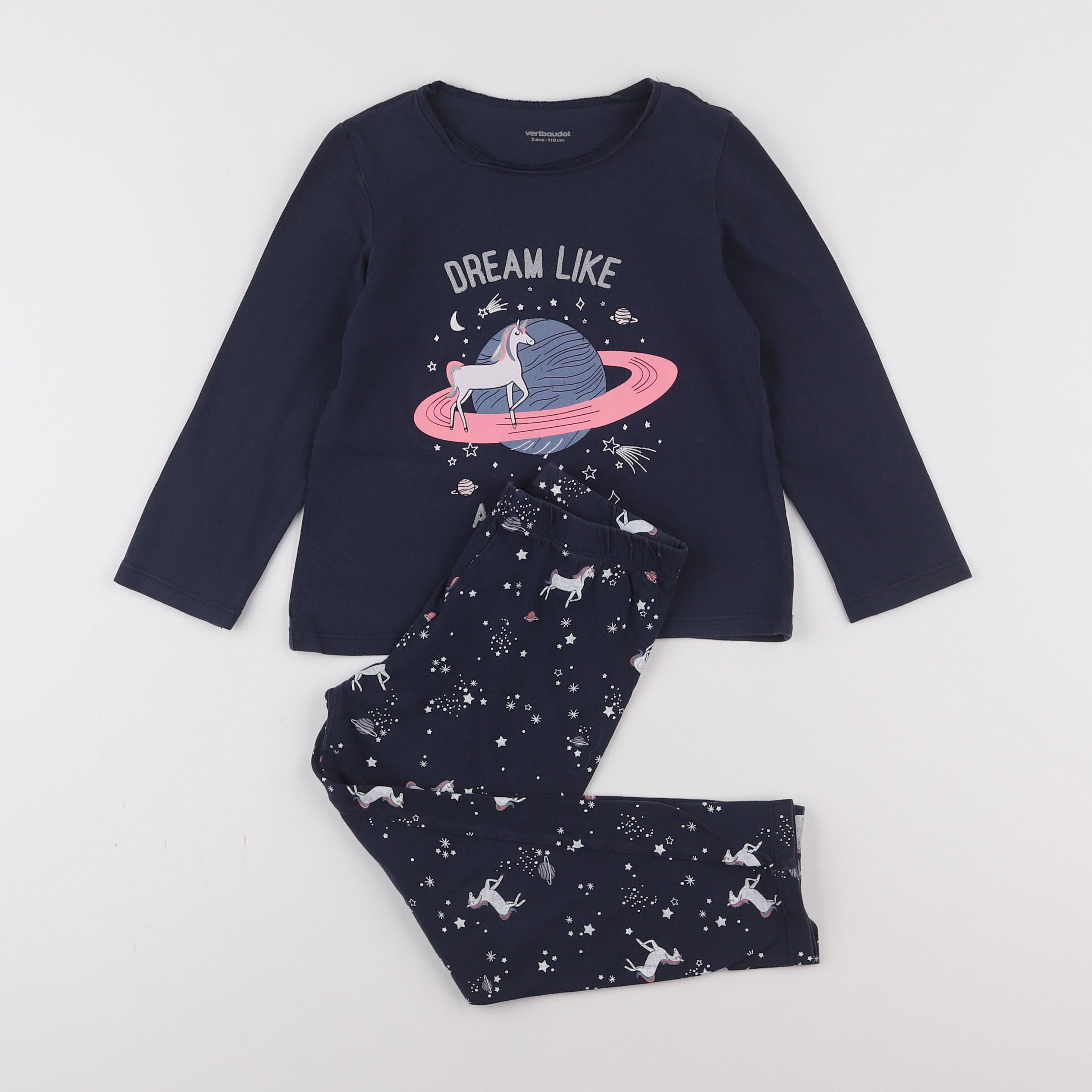 Vertbaudet - pyjama coton bleu - 5 ans