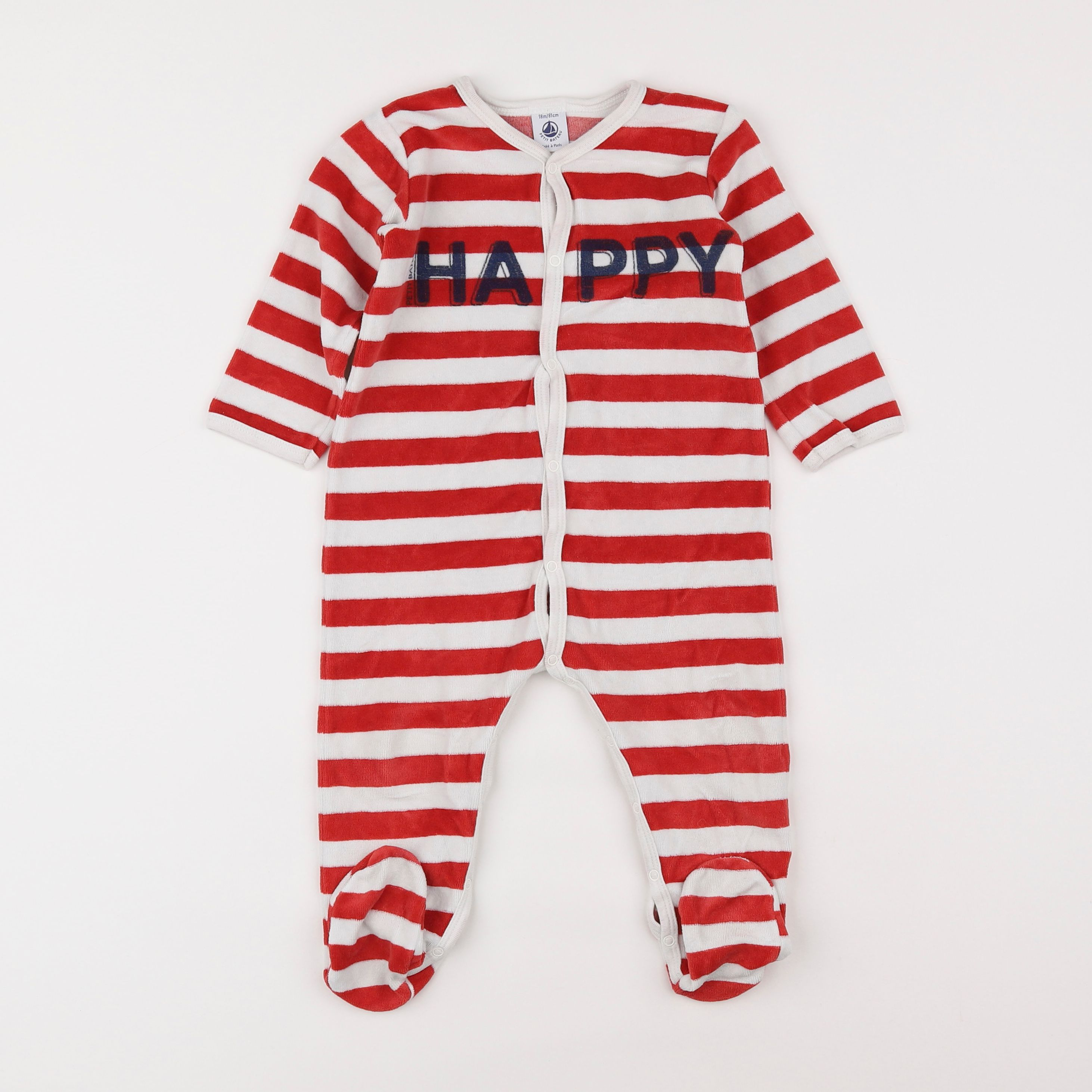 Petit Bateau - pyjama velours rouge - 18 mois