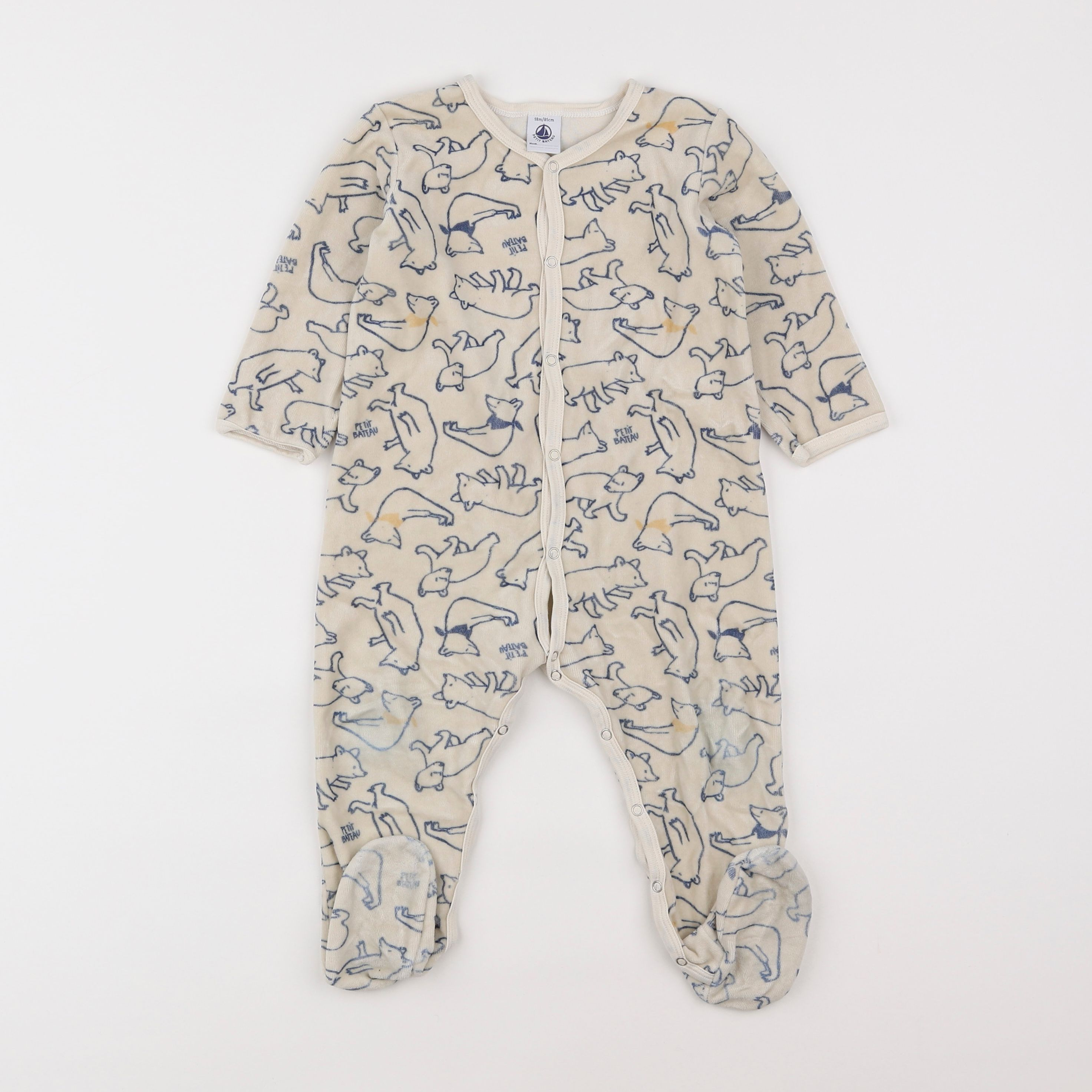 Petit Bateau - pyjama velours beige - 18 mois