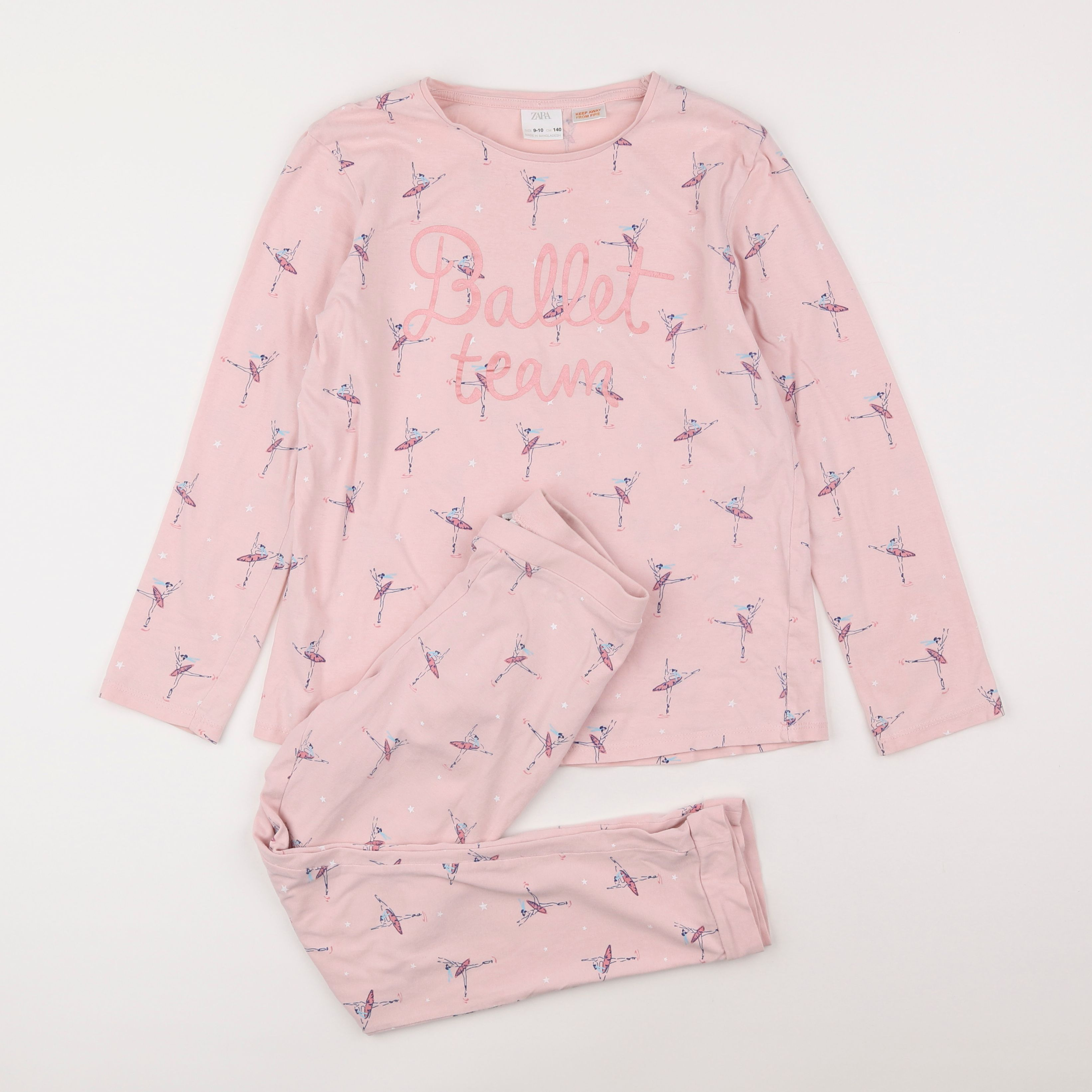 Zara - pyjama coton rose - 9/10 ans