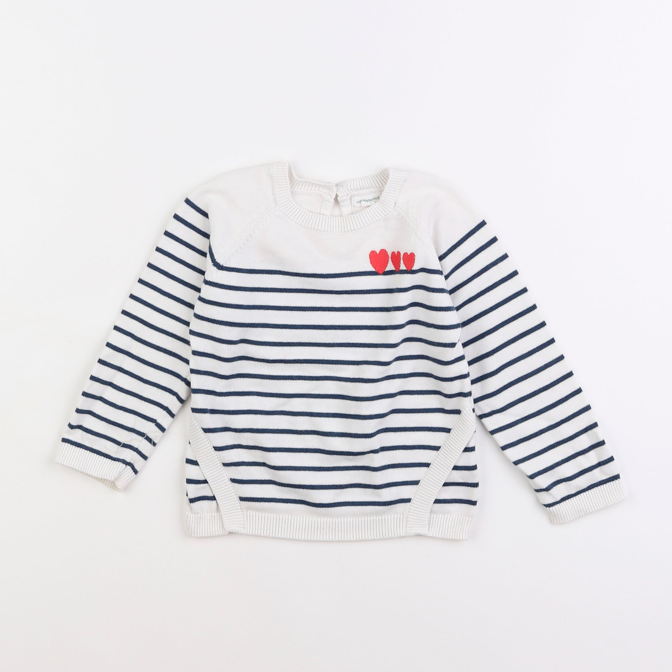 Vertbaudet - pull blanc, bleu - 2 ans