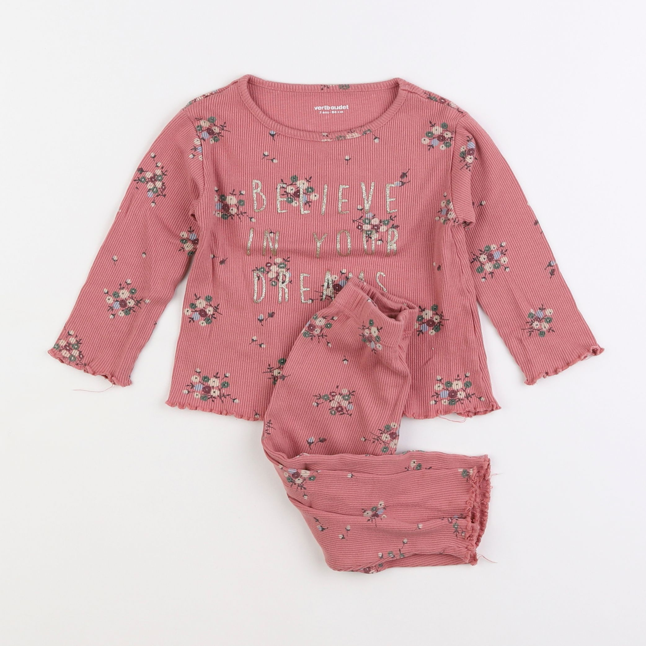 Vertbaudet - pyjama coton rose - 2 ans