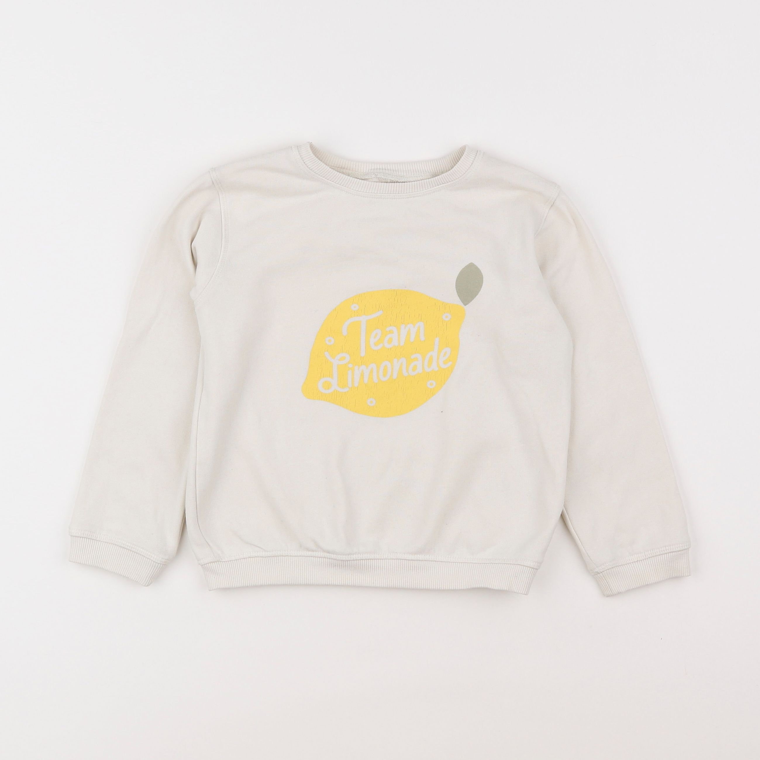 Vertbaudet - sweat blanc, jaune - 5 ans