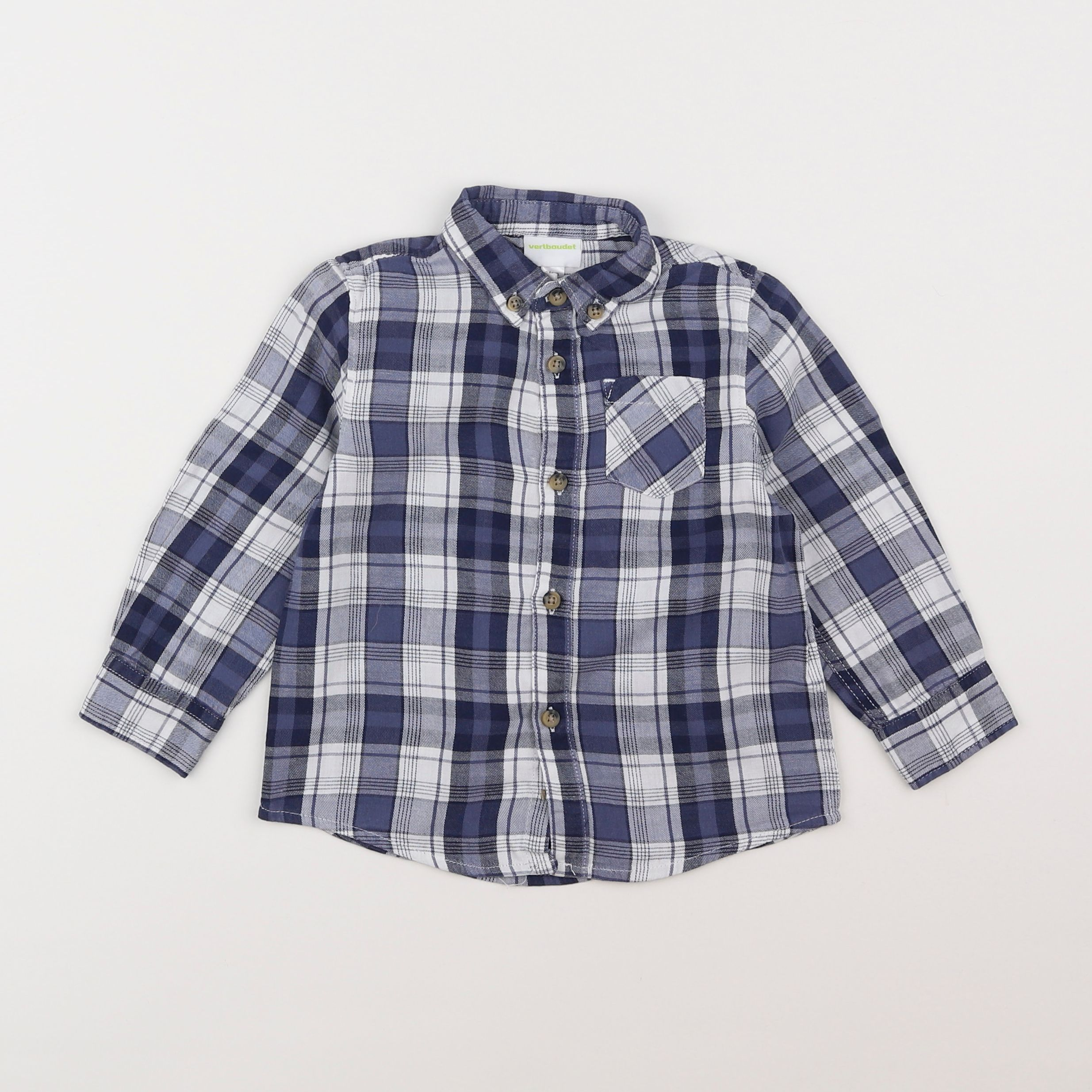 Vertbaudet - chemise bleu, blanc - 3 ans