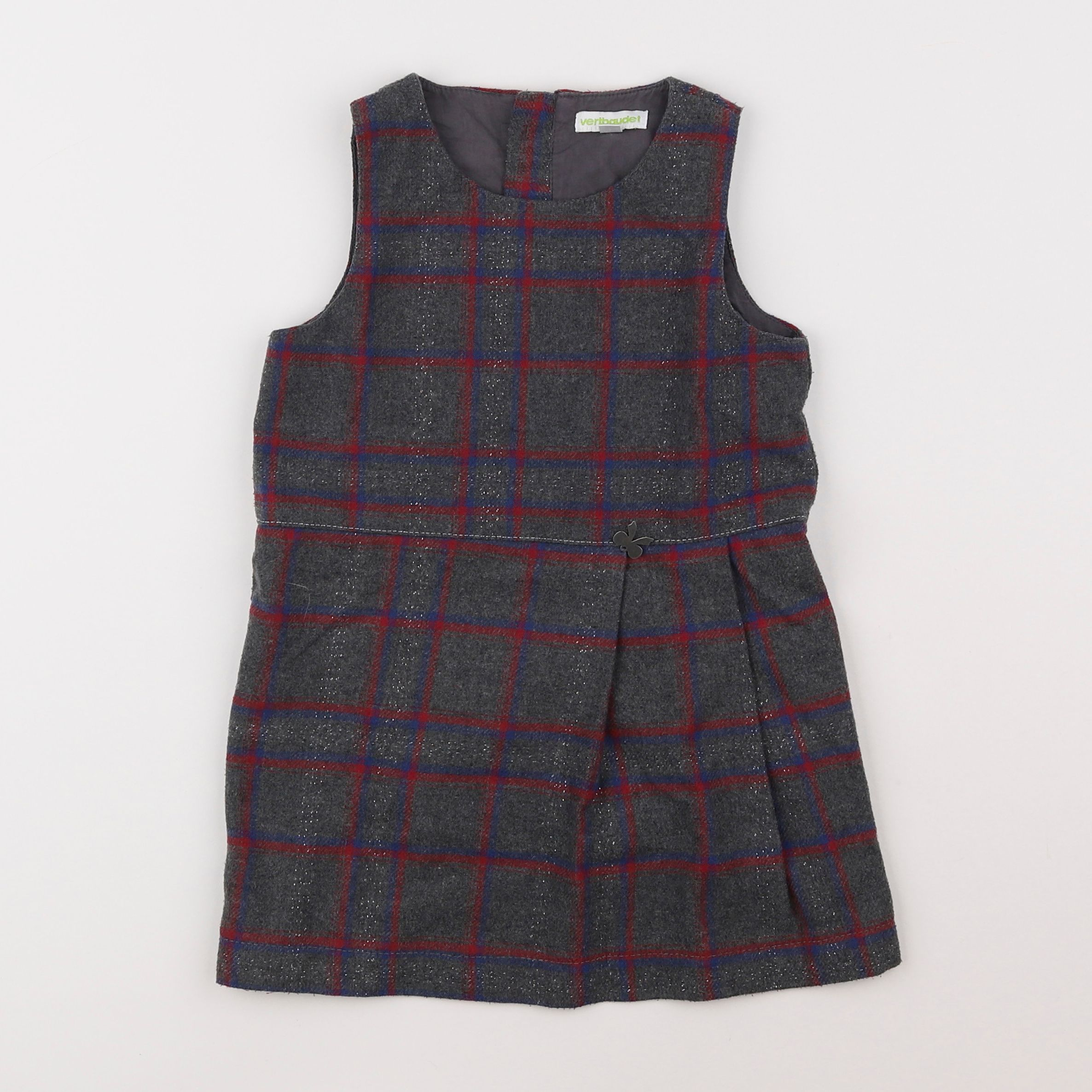 Vertbaudet - robe gris, rouge - 4 ans