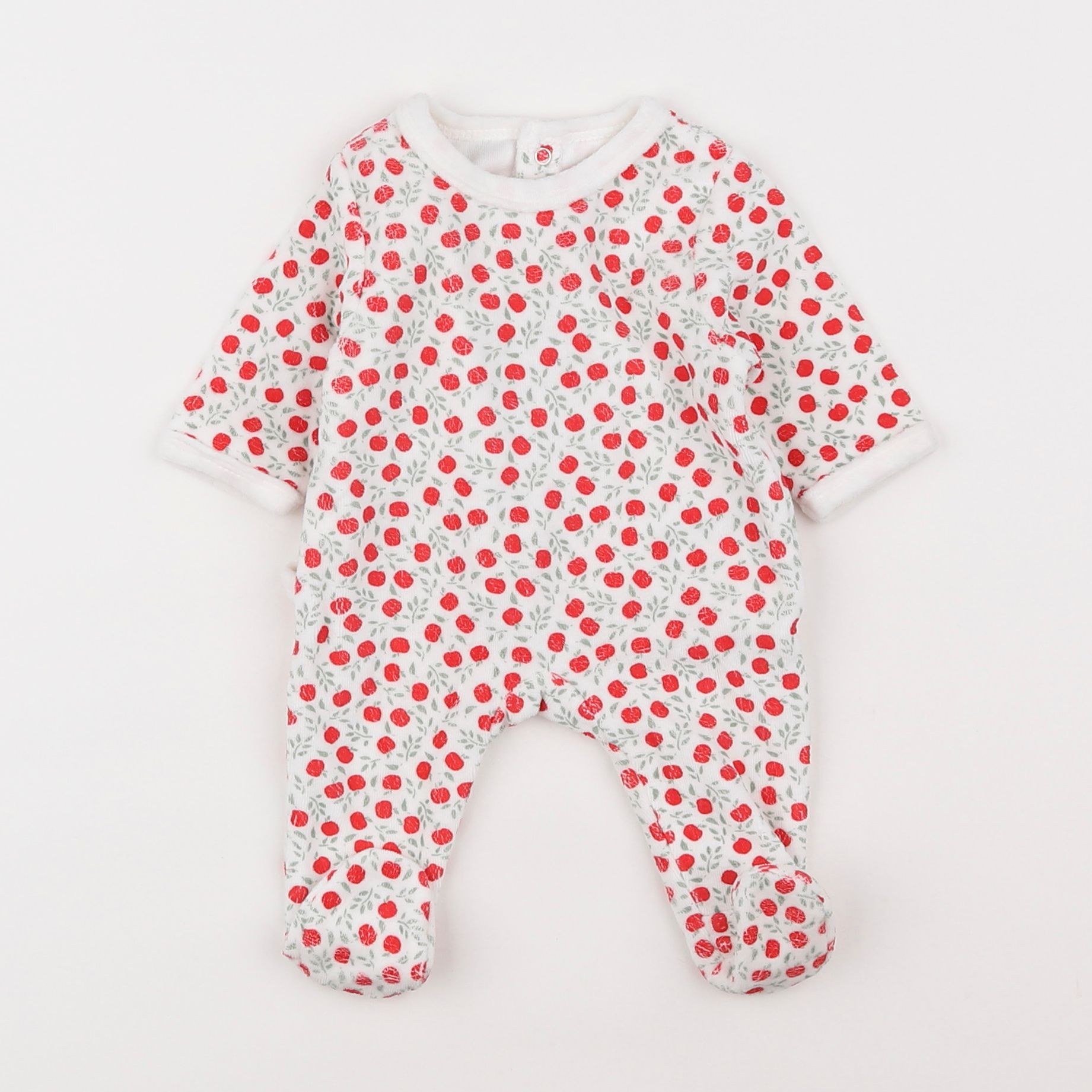 Vertbaudet - pyjama velours blanc, rouge - 0 mois