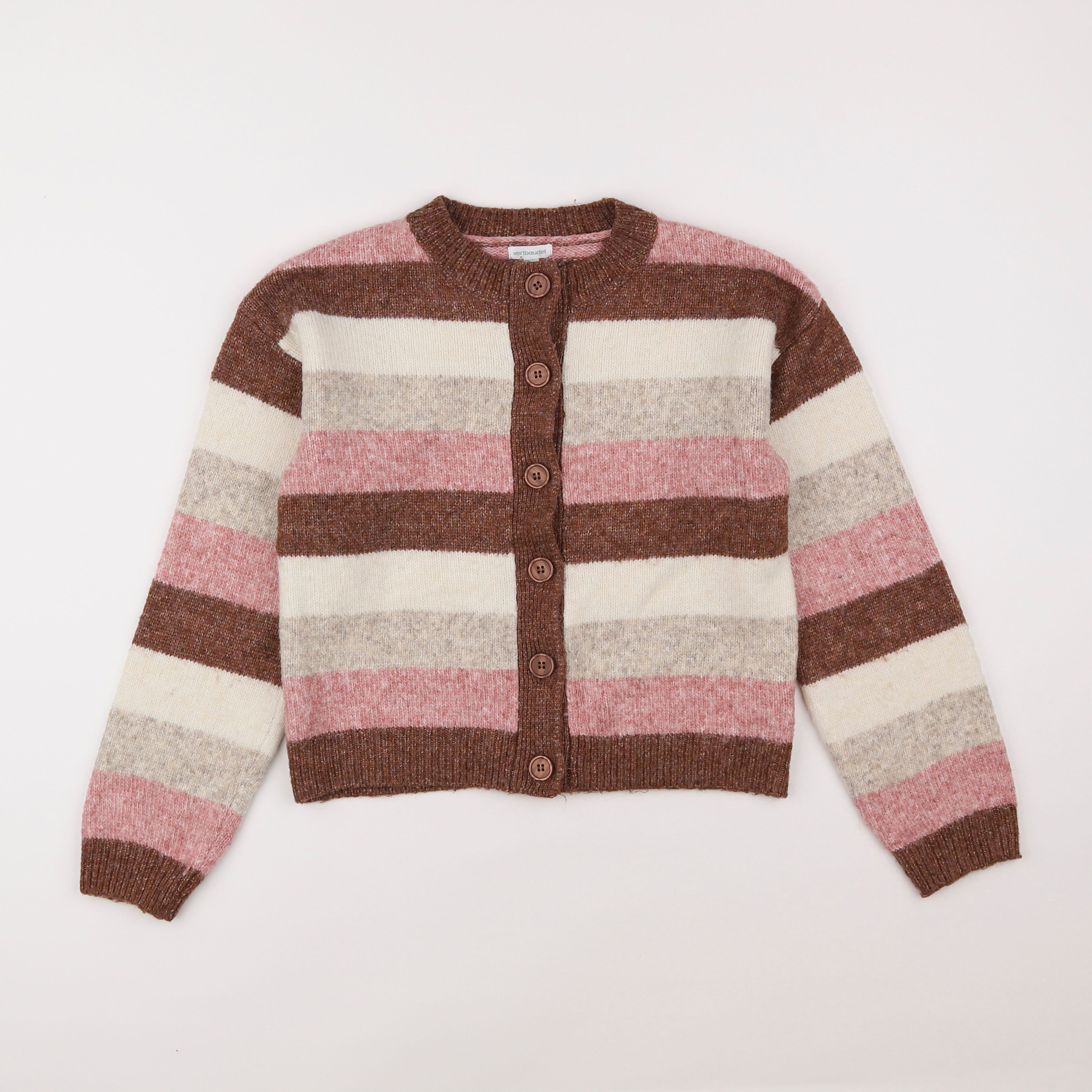 Vertbaudet - gilet marron, rose - 10 ans