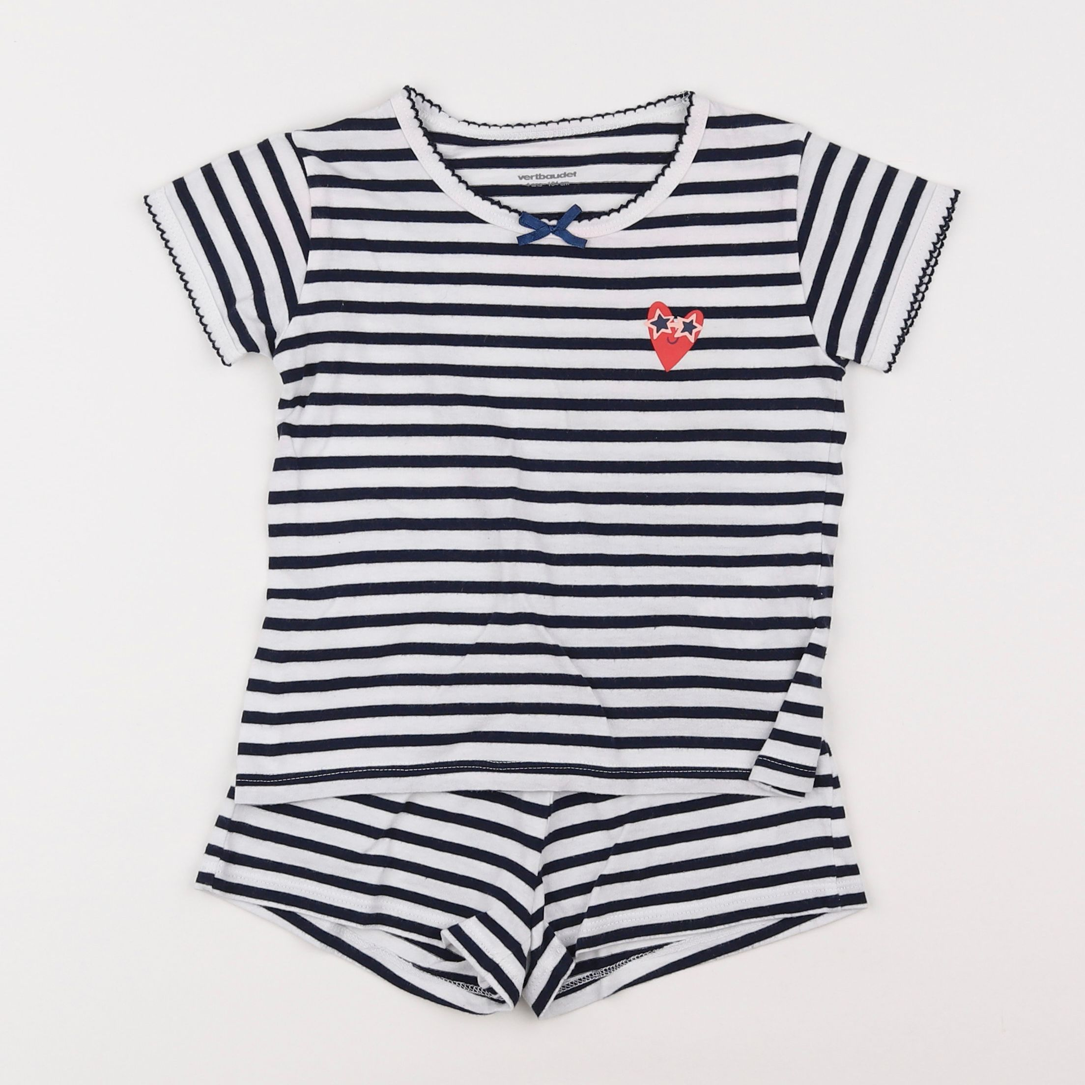 Vertbaudet - pyjama coton bleu, blanc - 4 ans