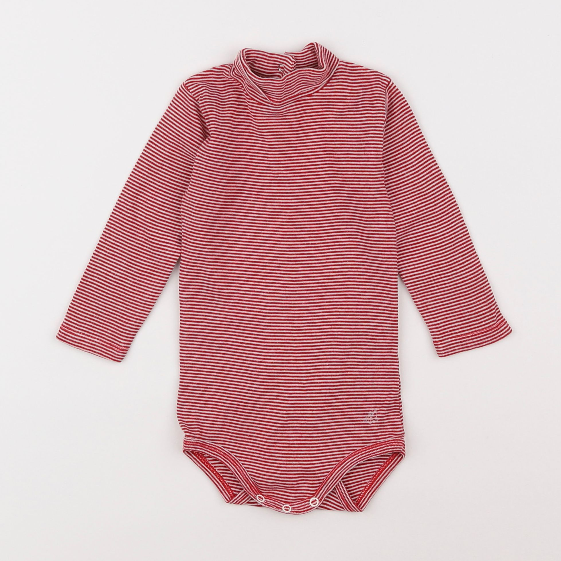 Petit Bateau - body à col rouge - 12 mois