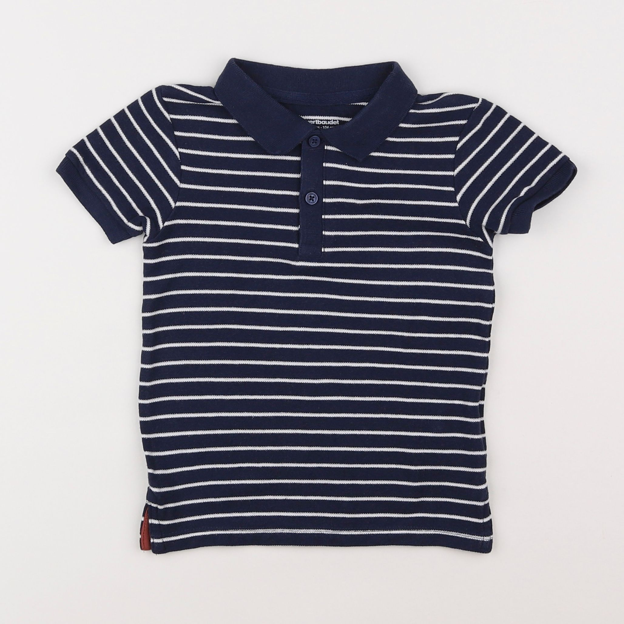 Vertbaudet - polo bleu, blanc - 4 ans