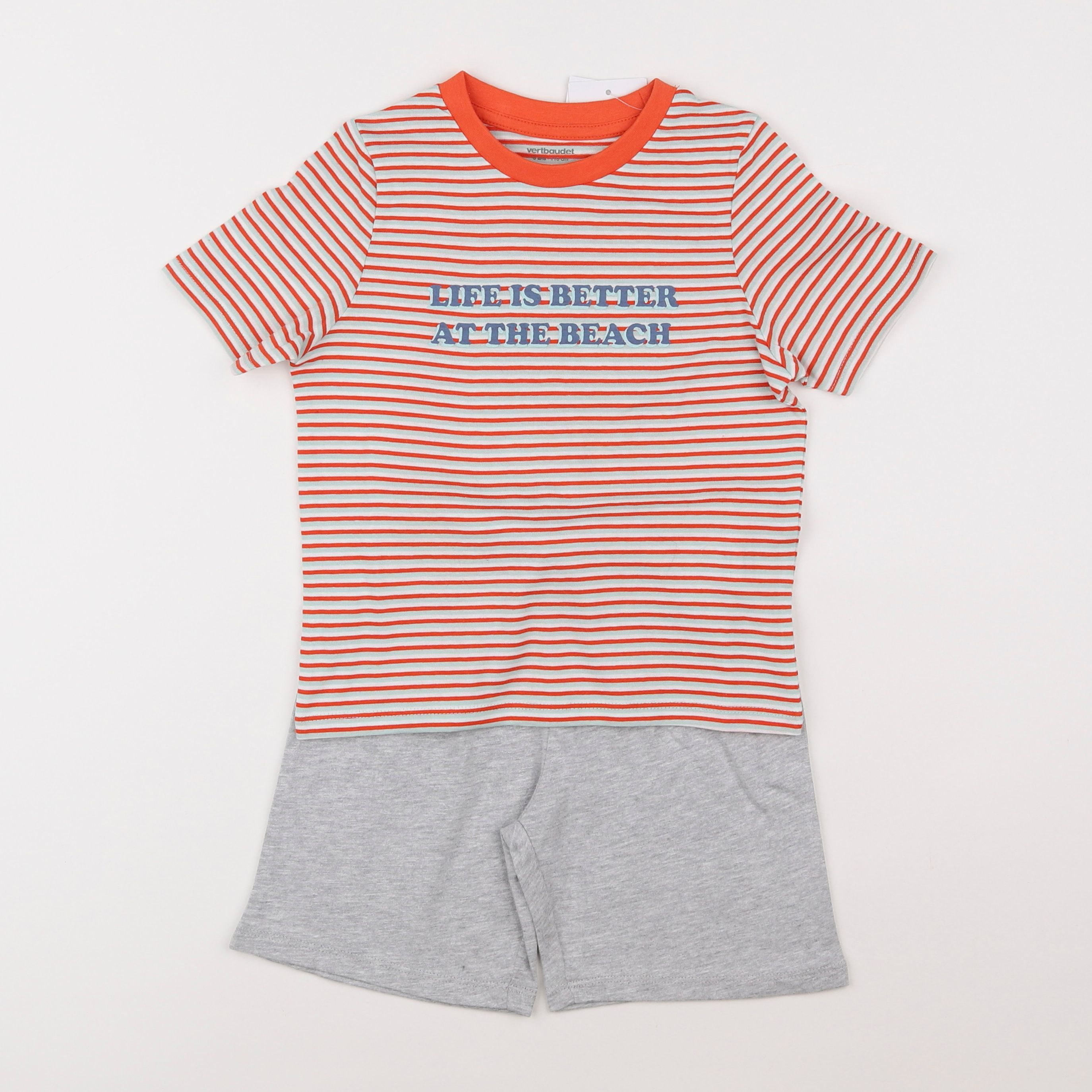 Vertbaudet - pyjama coton gris, orange - 5 ans