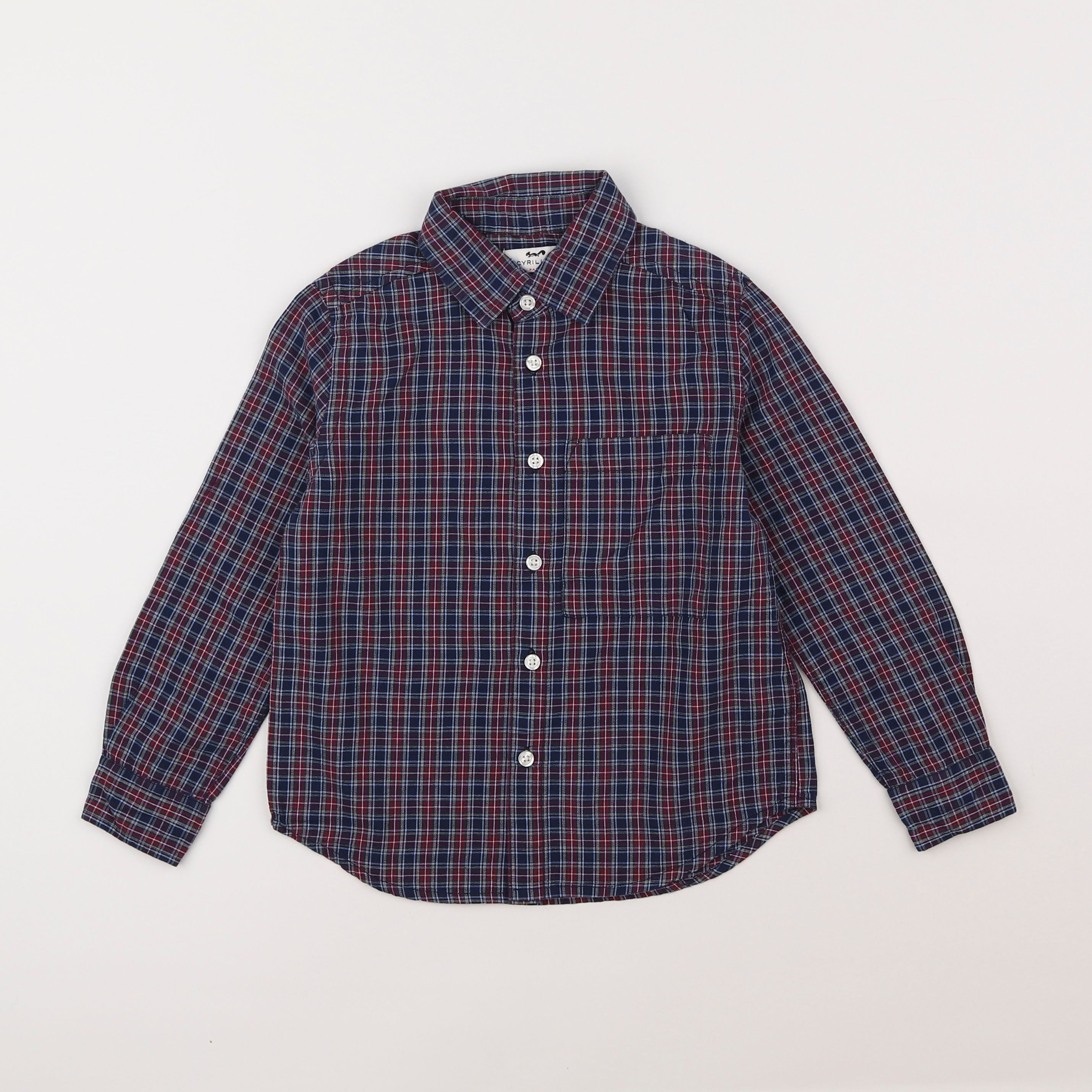 Cyrillus - chemise bleu, rouge - 6 ans