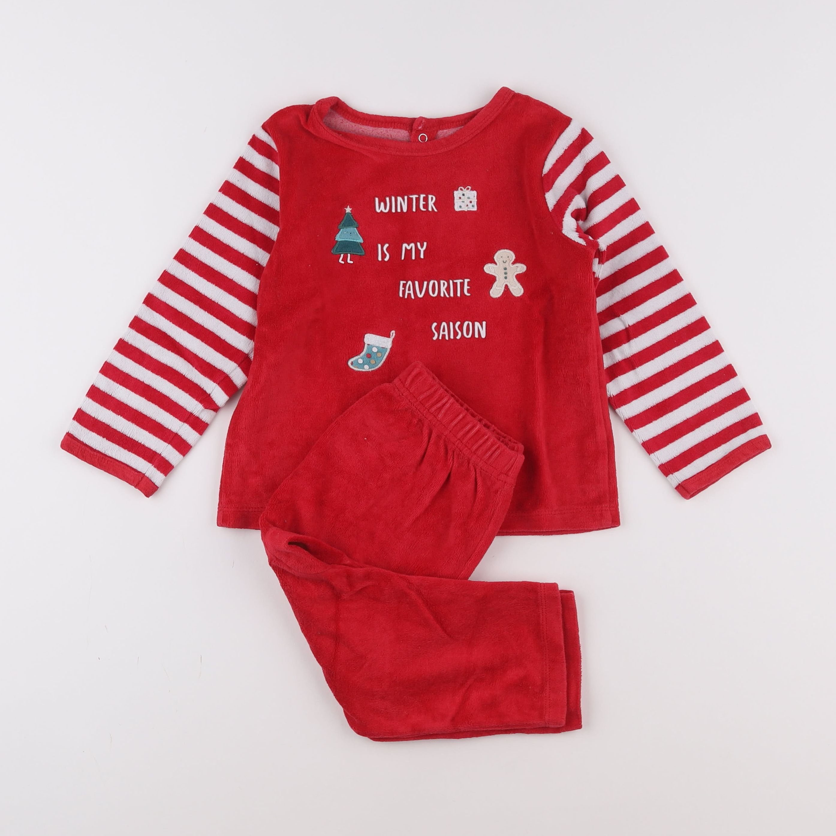 Vertbaudet - pyjama velours rouge - 3 ans