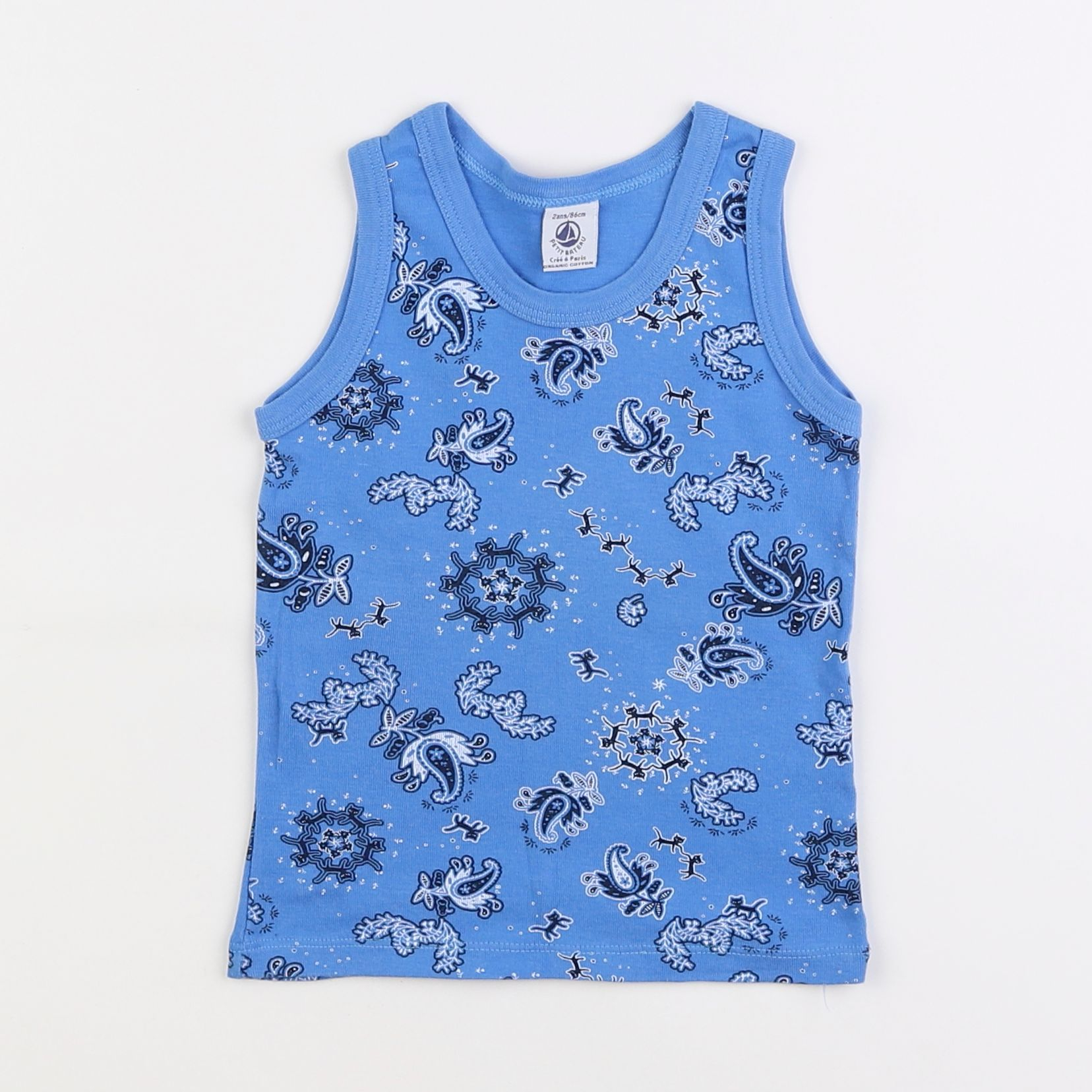 Petit Bateau - maillot de corps bleu - 2 ans