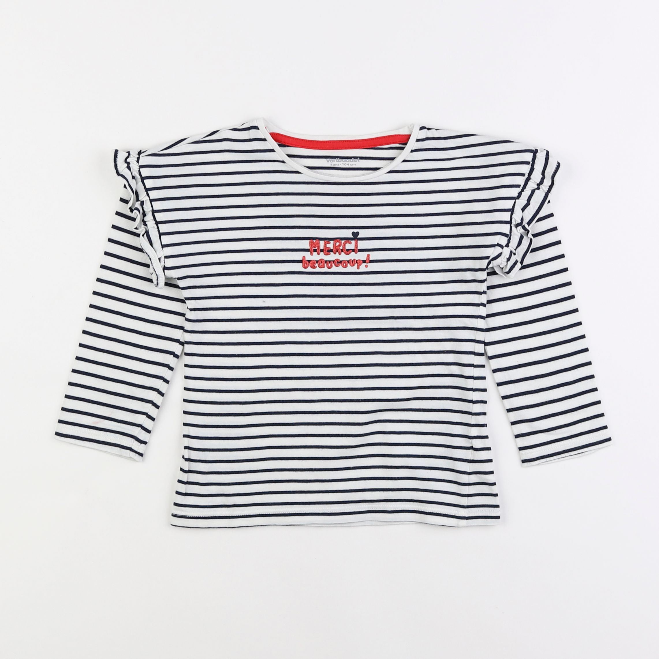 Vertbaudet - tee-shirt bleu, blanc - 4 ans