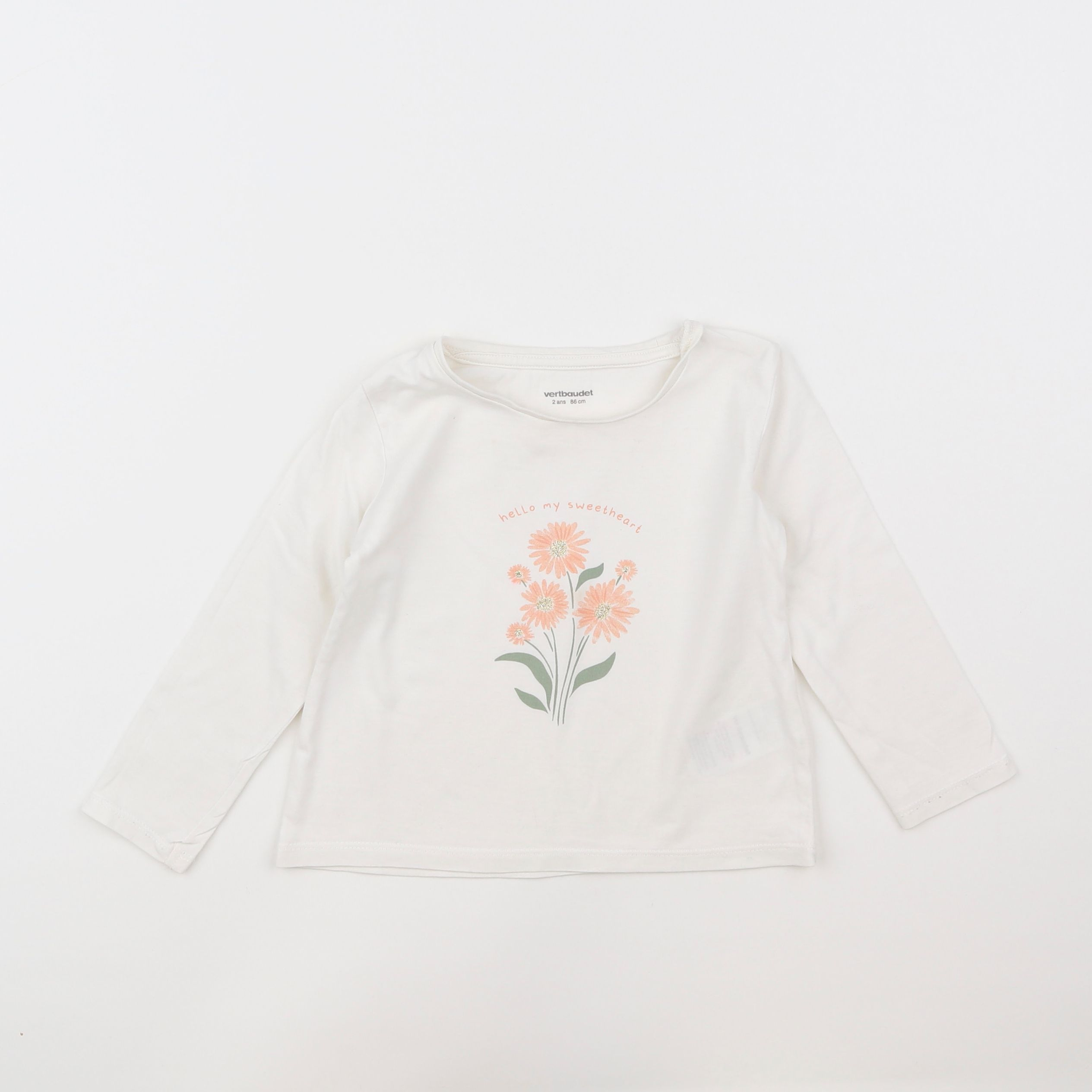 Vertbaudet - tee-shirt blanc - 2 ans