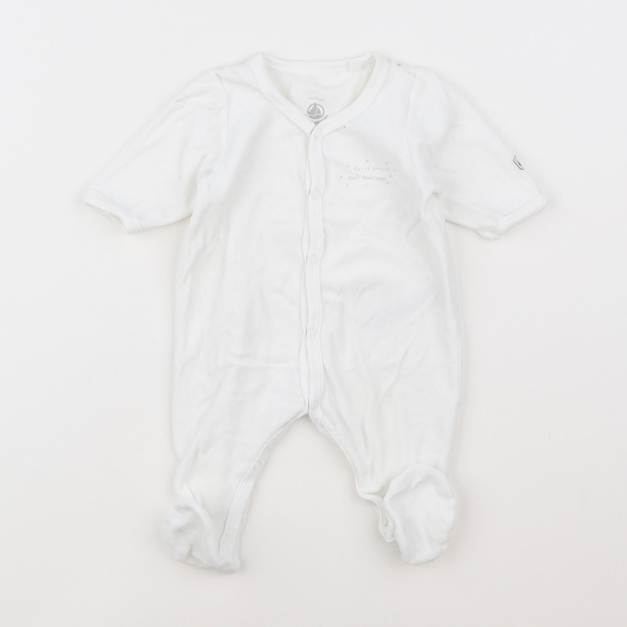 Petit Bateau - pyjama velours blanc - 1 mois