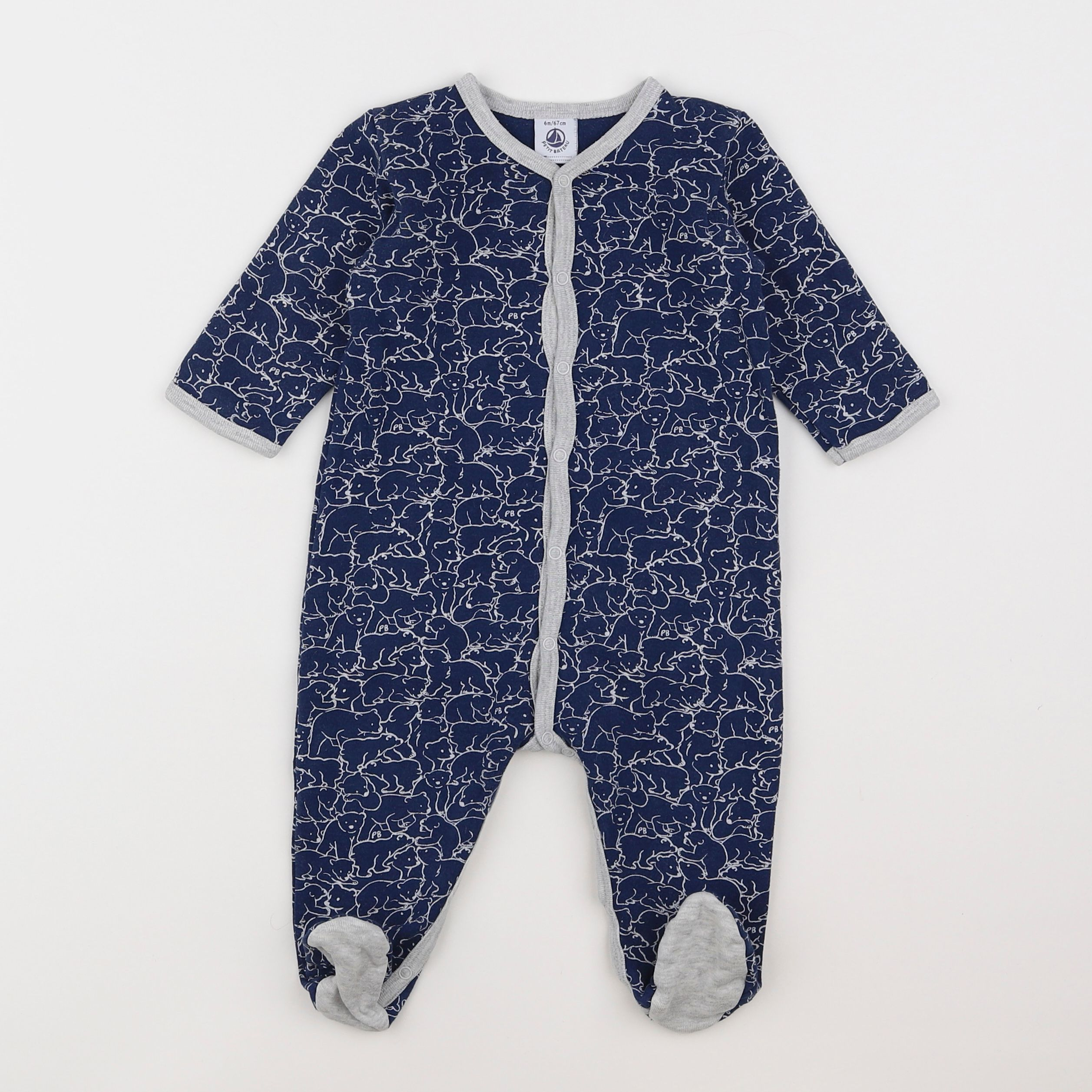 Petit Bateau - pyjama coton bleu - 6 mois