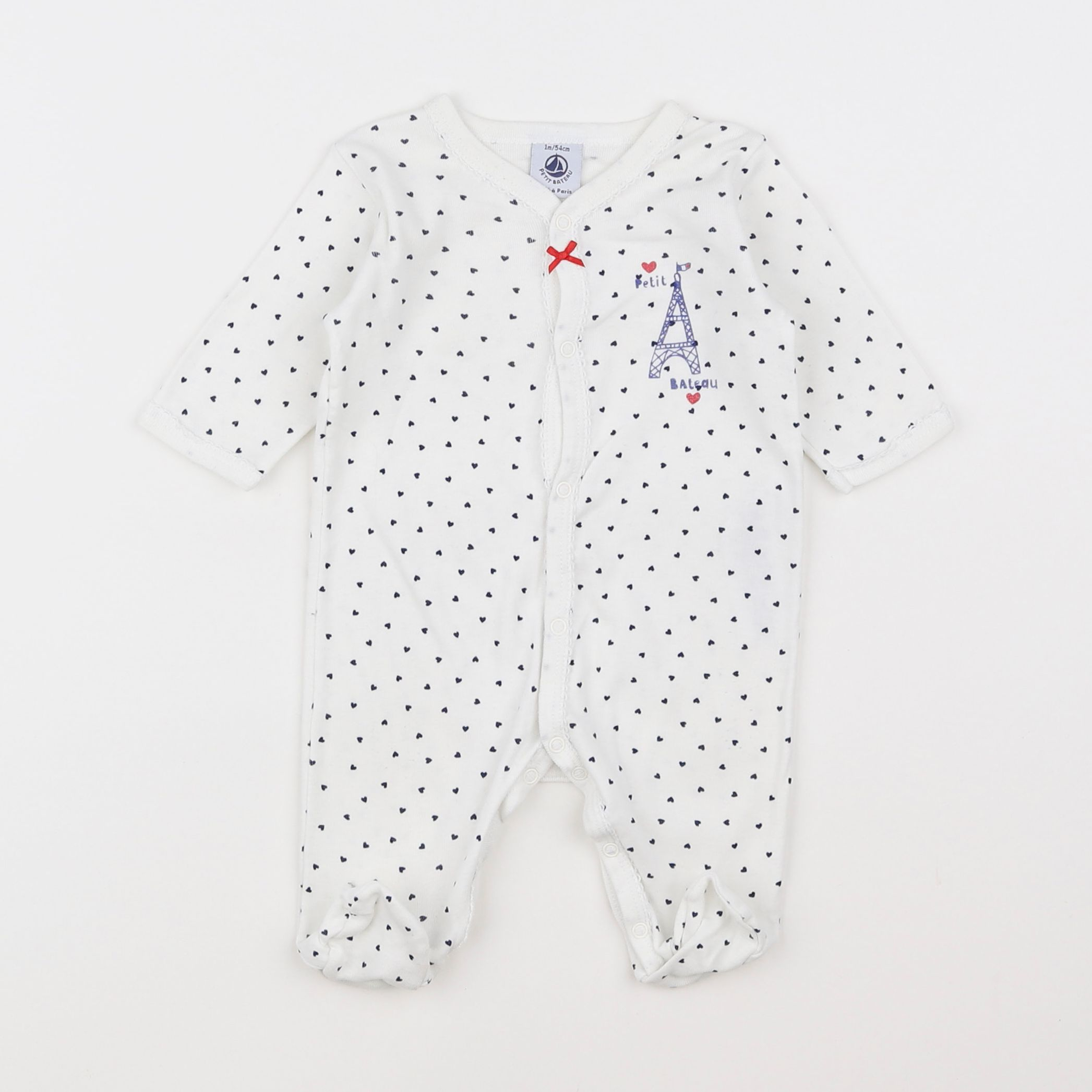 Petit Bateau - pyjama coton blanc - 1 mois