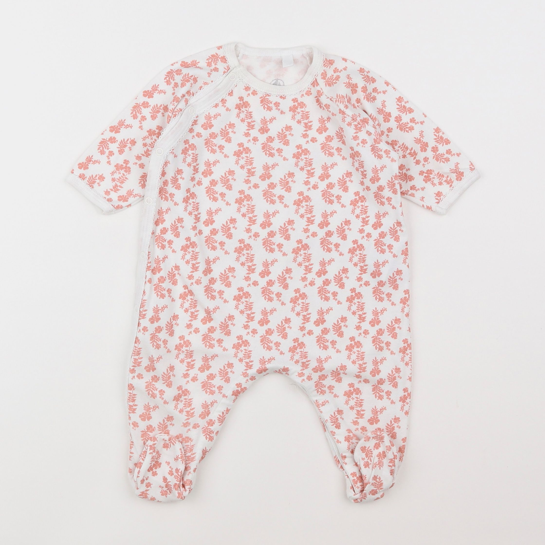 Petit Bateau - pyjama coton blanc, rose - 6 mois