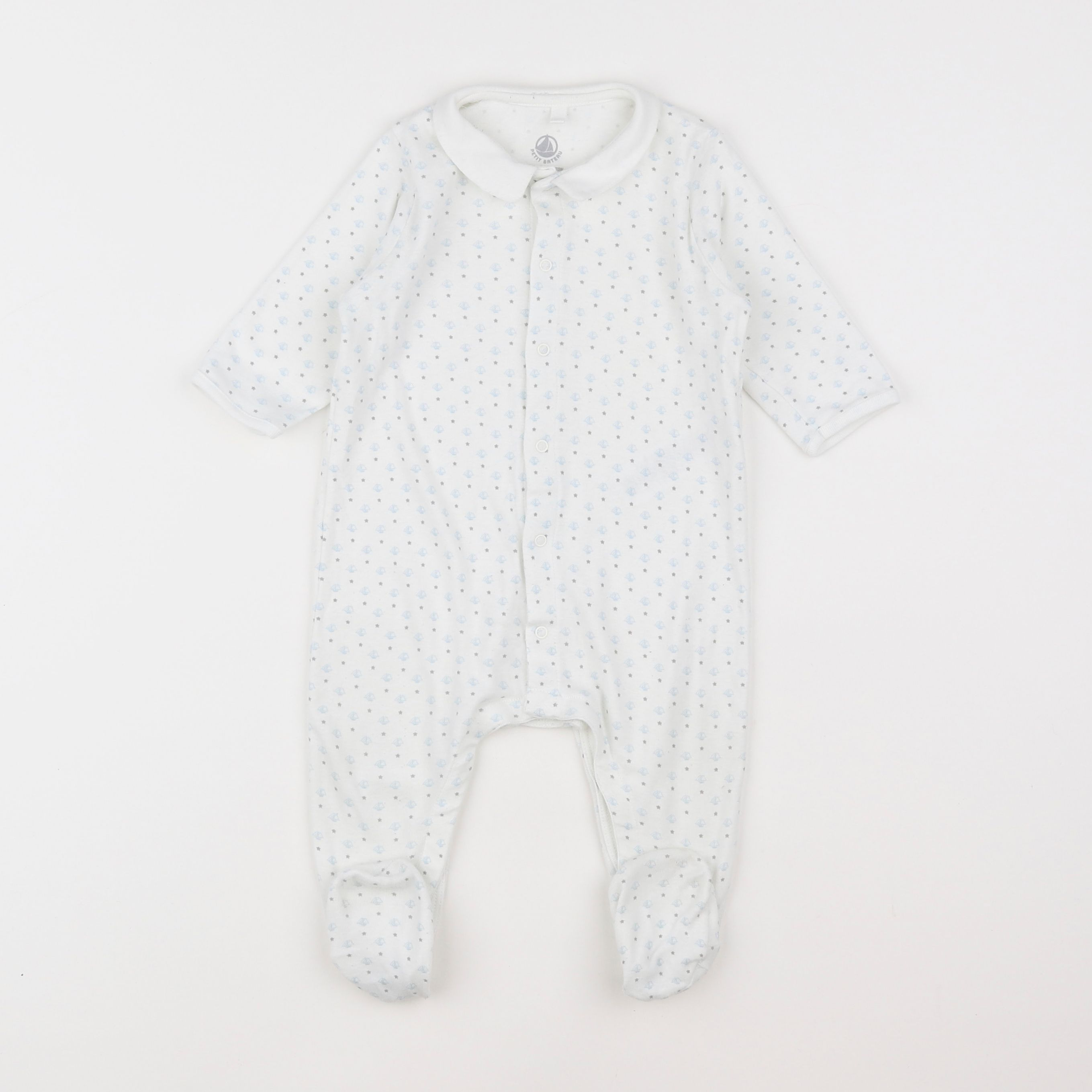 Petit Bateau - pyjama coton blanc - 9 mois