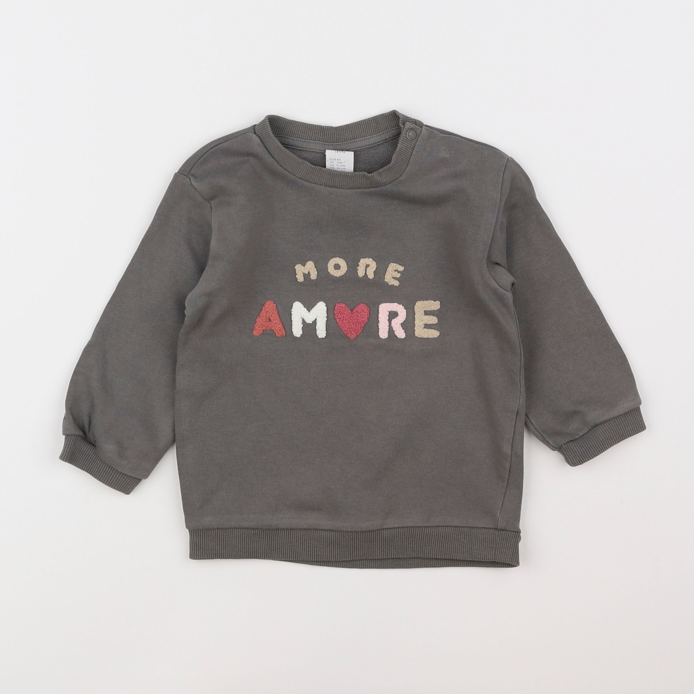 H&M - sweat gris - 9/12 mois