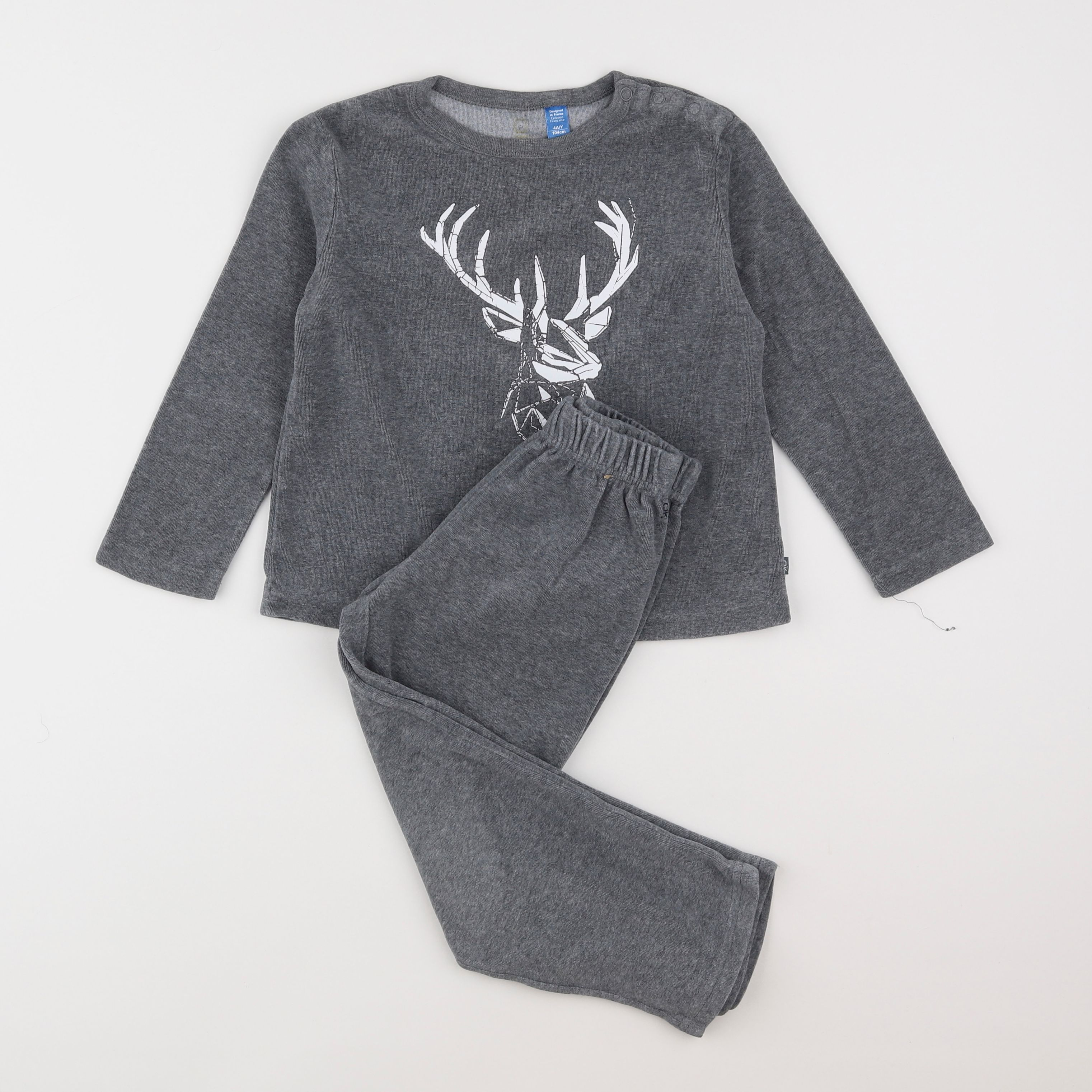 Okaidi - pyjama velours gris - 4 ans