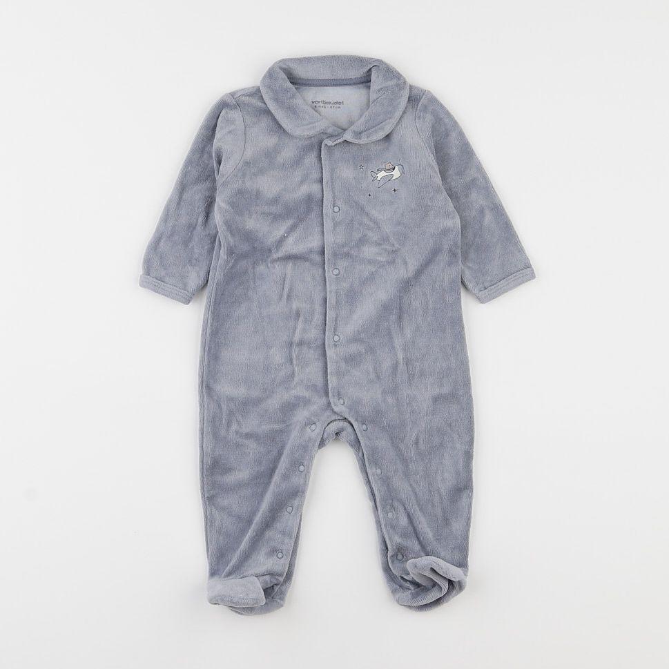 Vertbaudet - pyjama velours gris - 6 mois