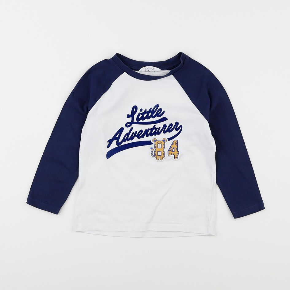 Mango - tee-shirt bleu, blanc - 3/4 ans