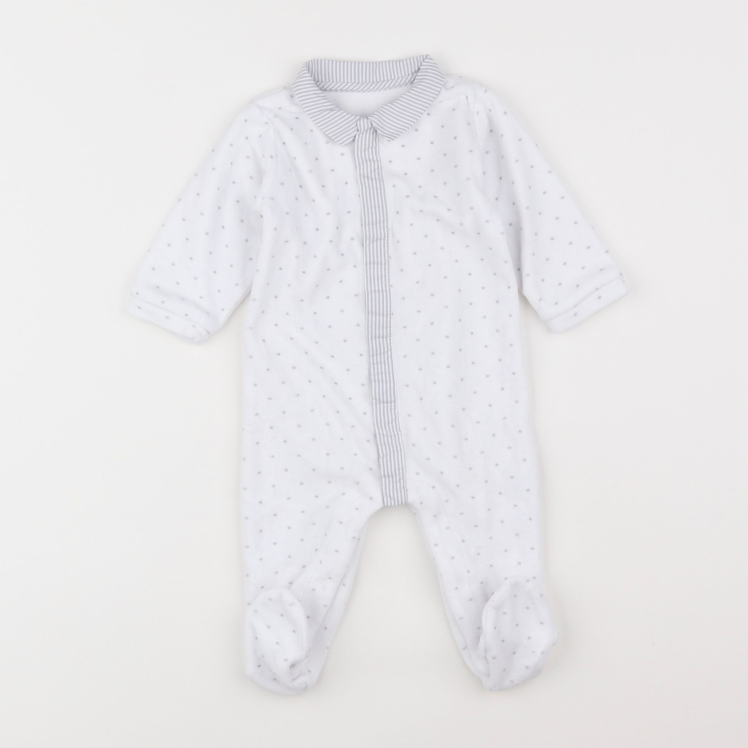 Jacadi - pyjama velours gris, blanc - 6/9 mois